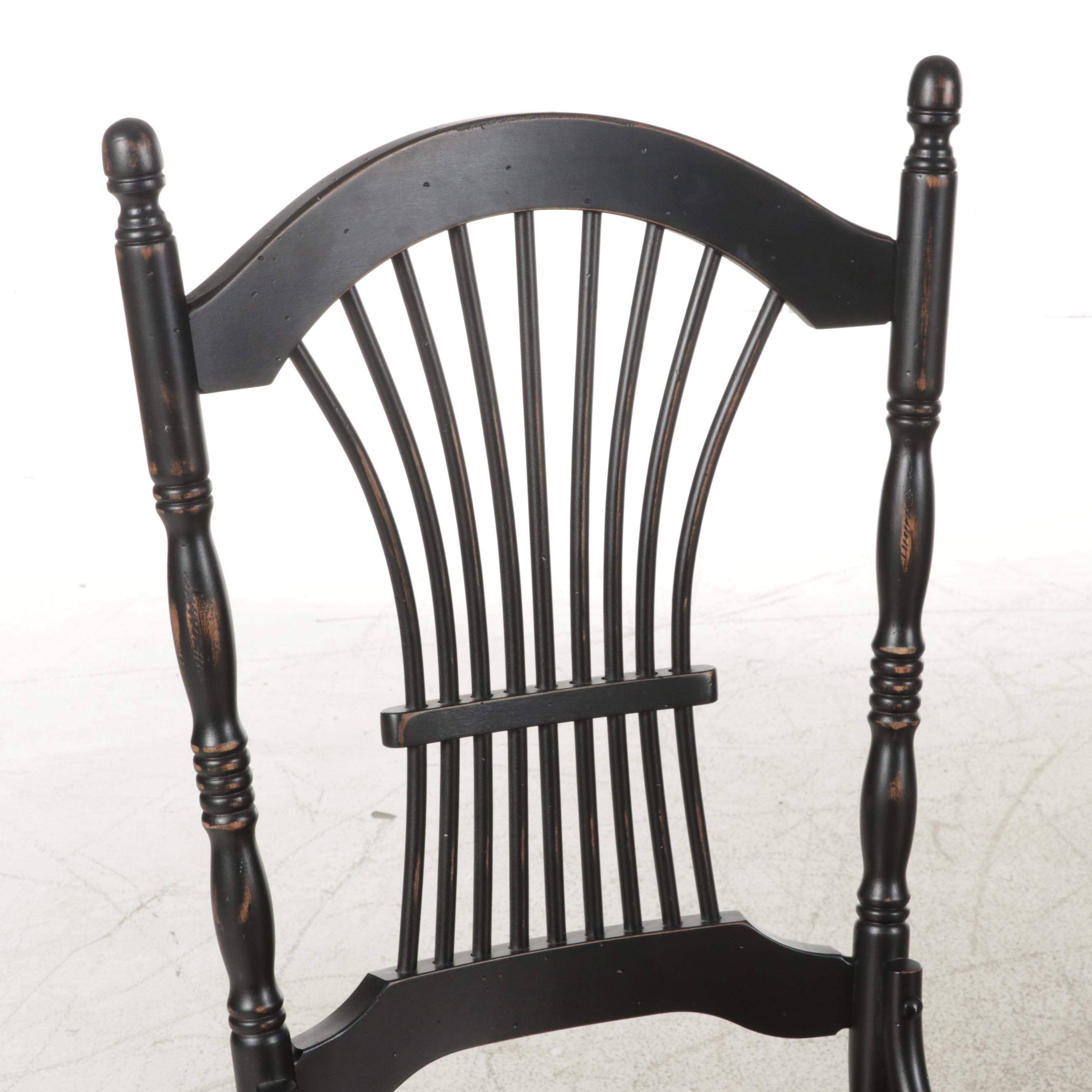 Six Canadian Birch and Ebonized Wood Wheat-Back Dining Chairs