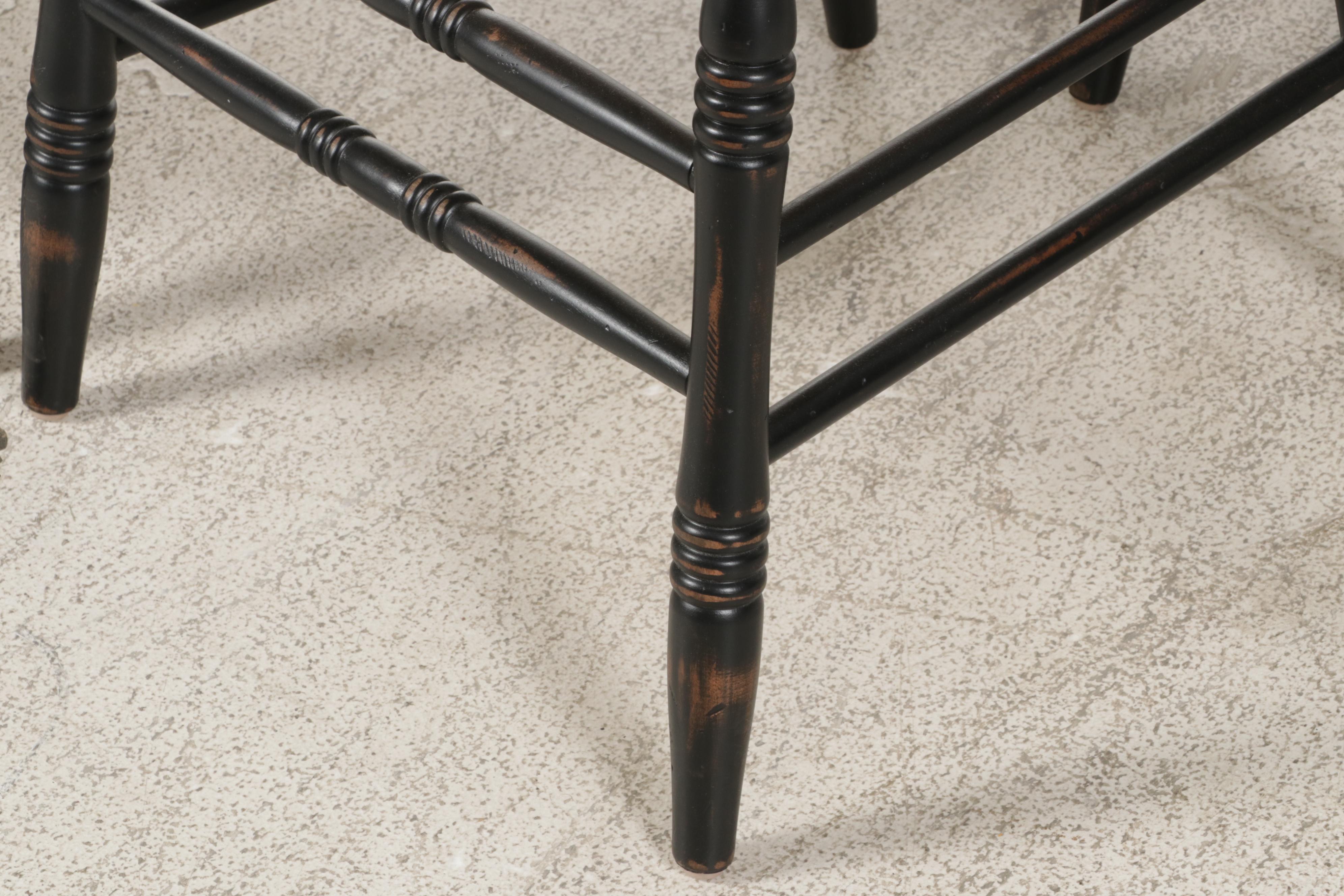 Six Canadian Birch and Ebonized Wood Wheat-Back Dining Chairs