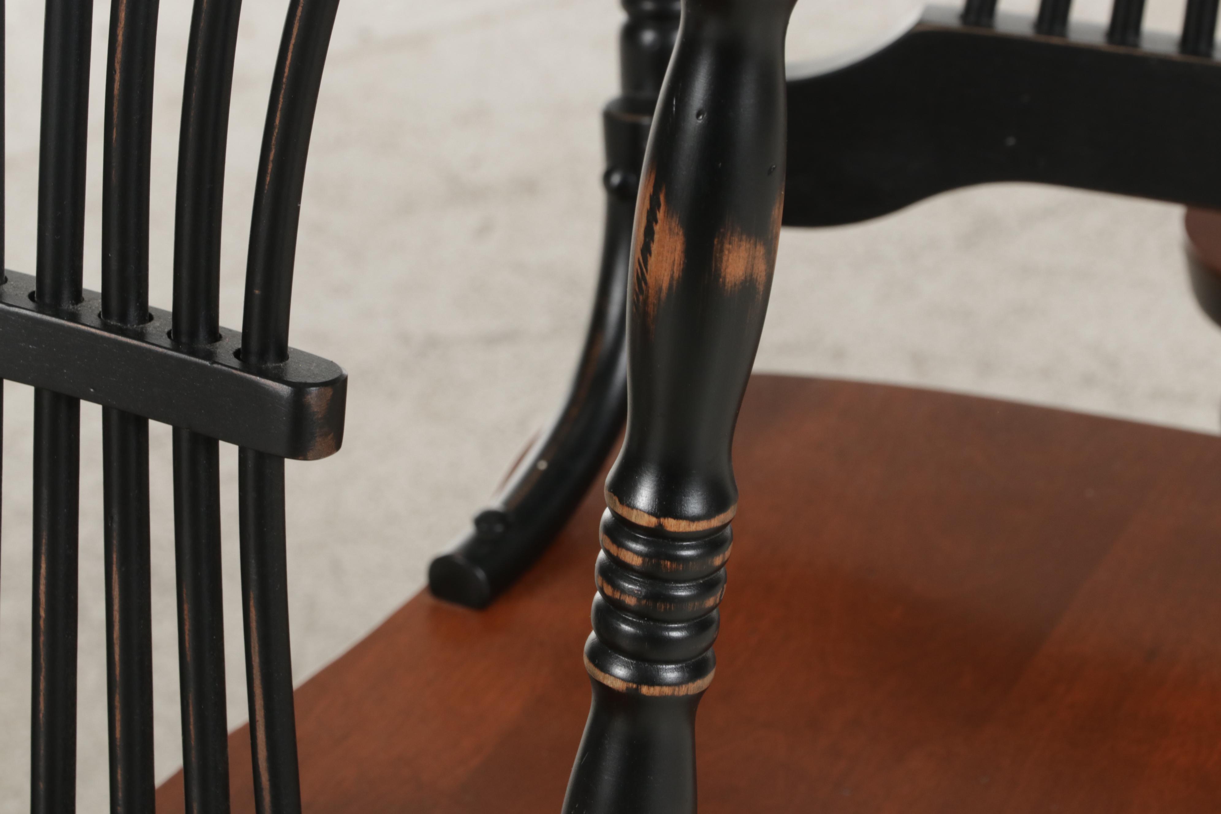 Six Canadian Birch and Ebonized Wood Wheat-Back Dining Chairs