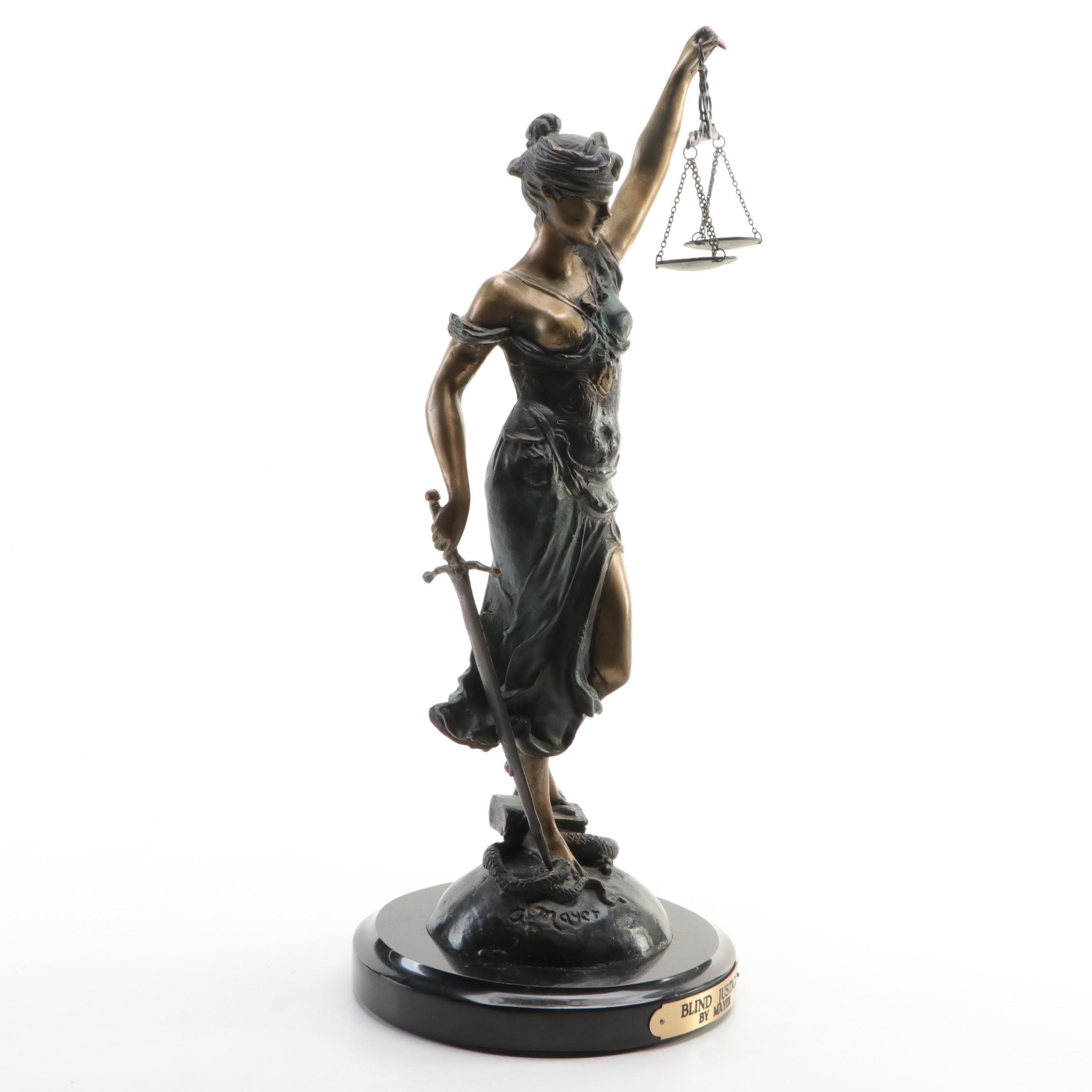 Mixed Media Sculpture After Alois Mayer "Blind Justice"