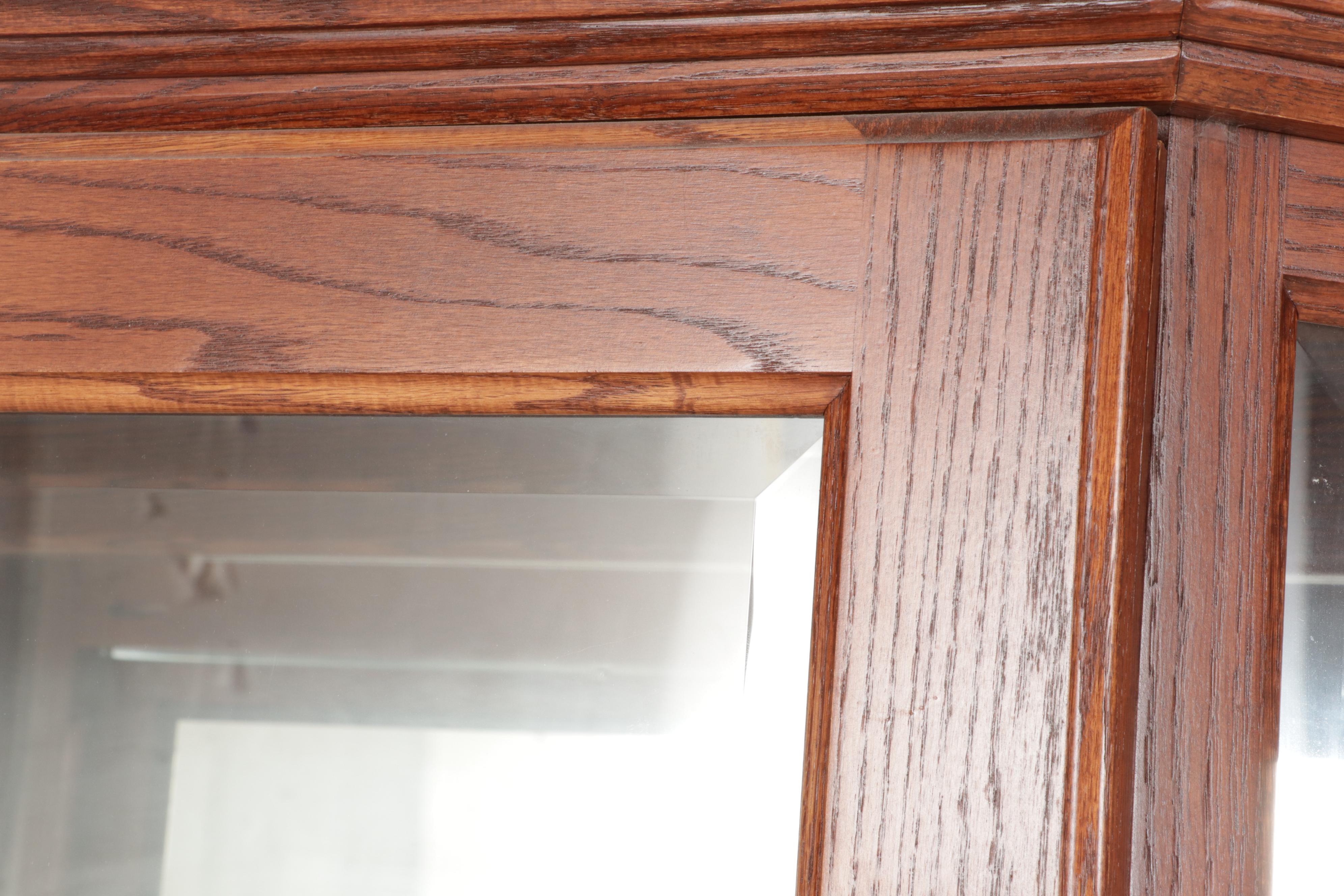 Illuminated Beveled Glass Sliding Door Curio Cabinet