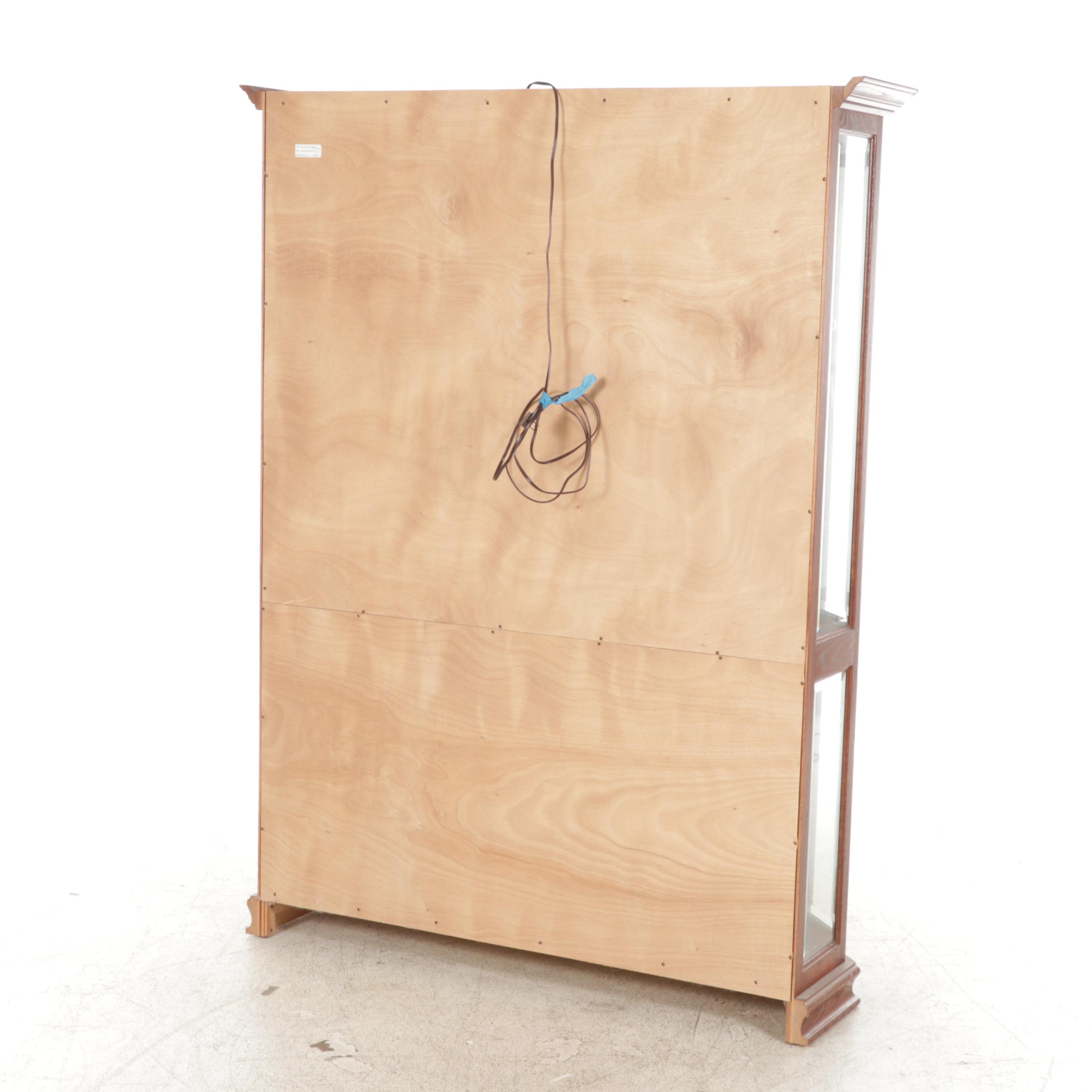 Illuminated Beveled Glass Sliding Door Curio Cabinet