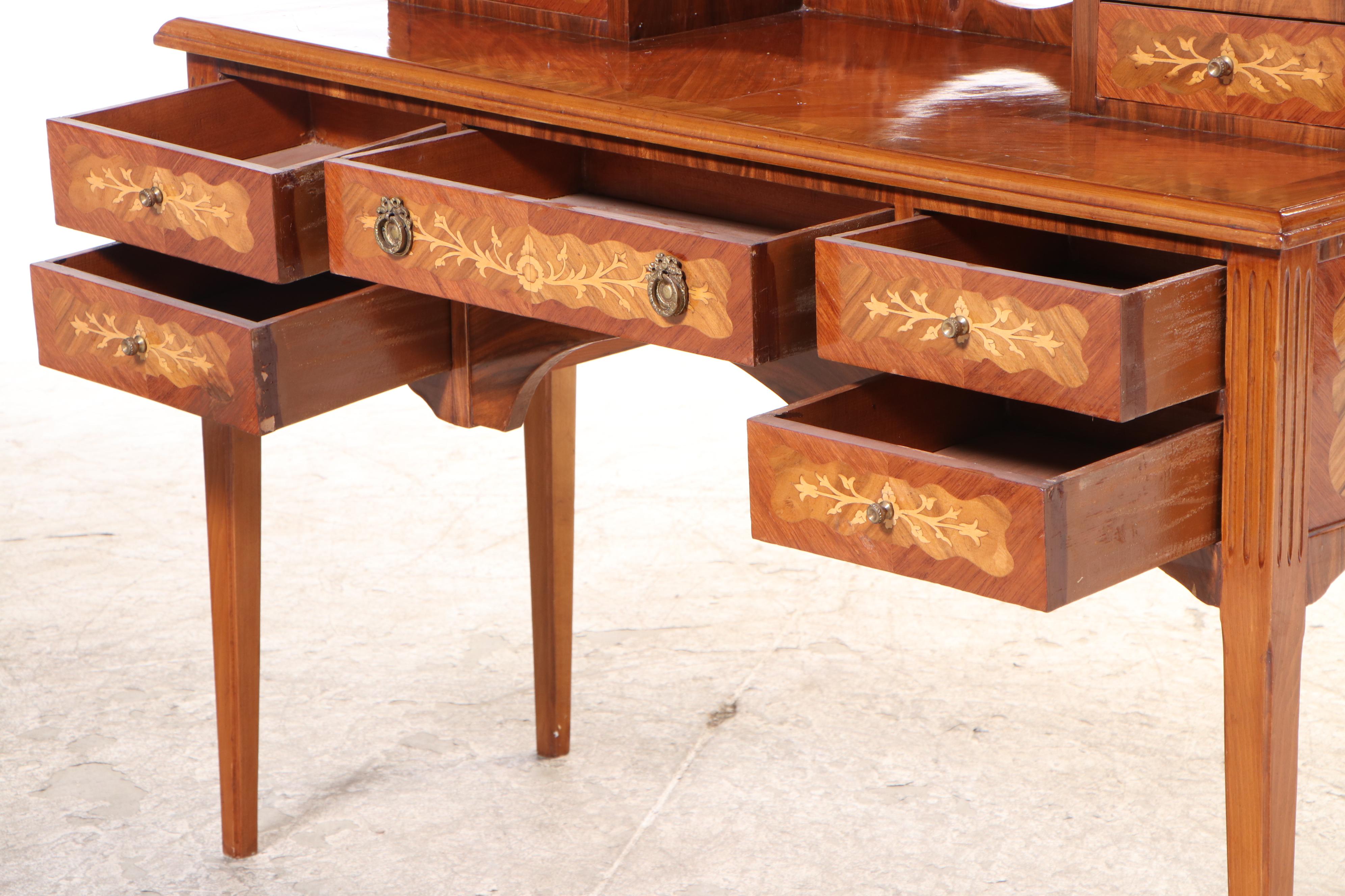 Neoclassical Style Marquetry Dressing Table, Probably Italian, 20th Century