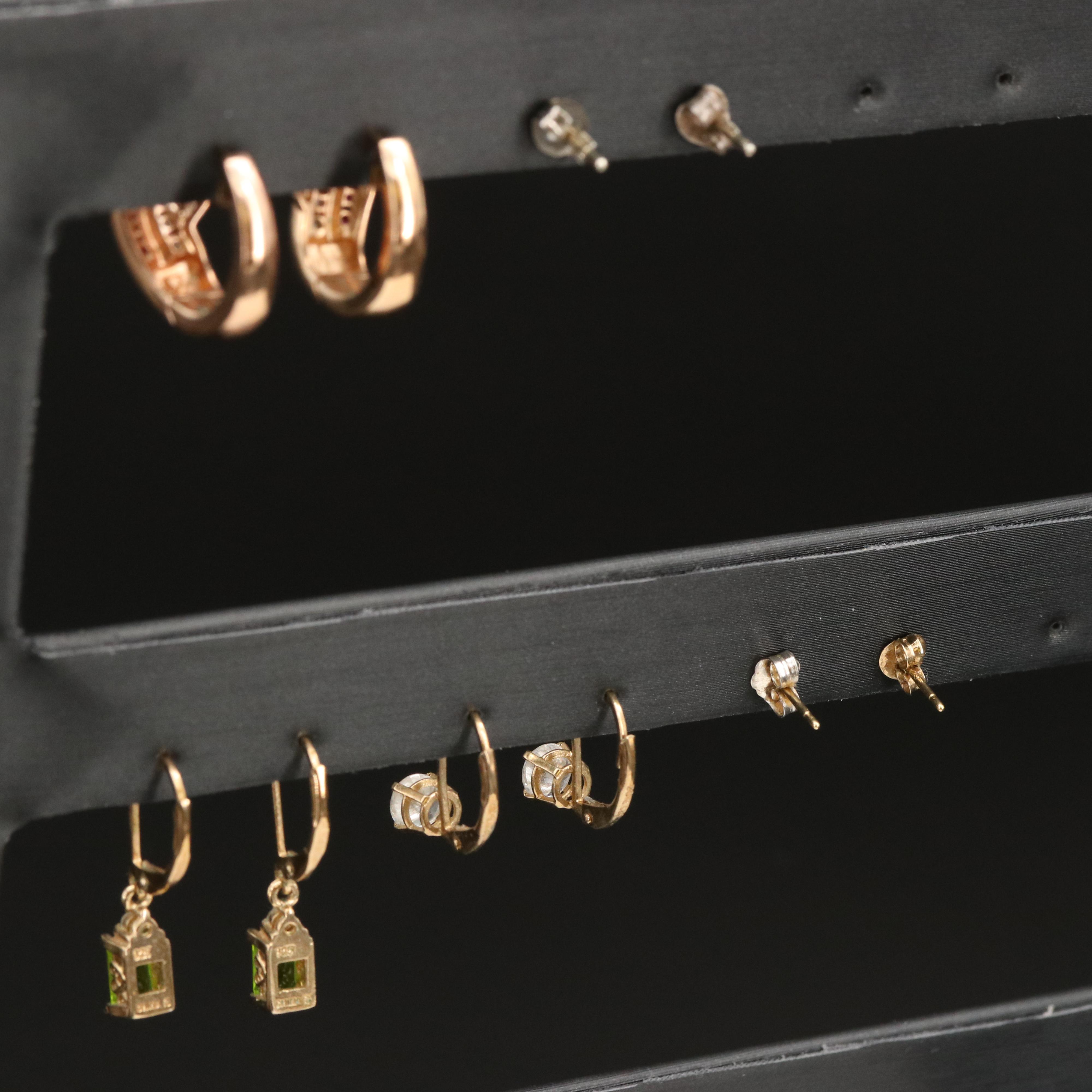 Sterling Earrings with Diamonds, Glass and Cubic Zirconia