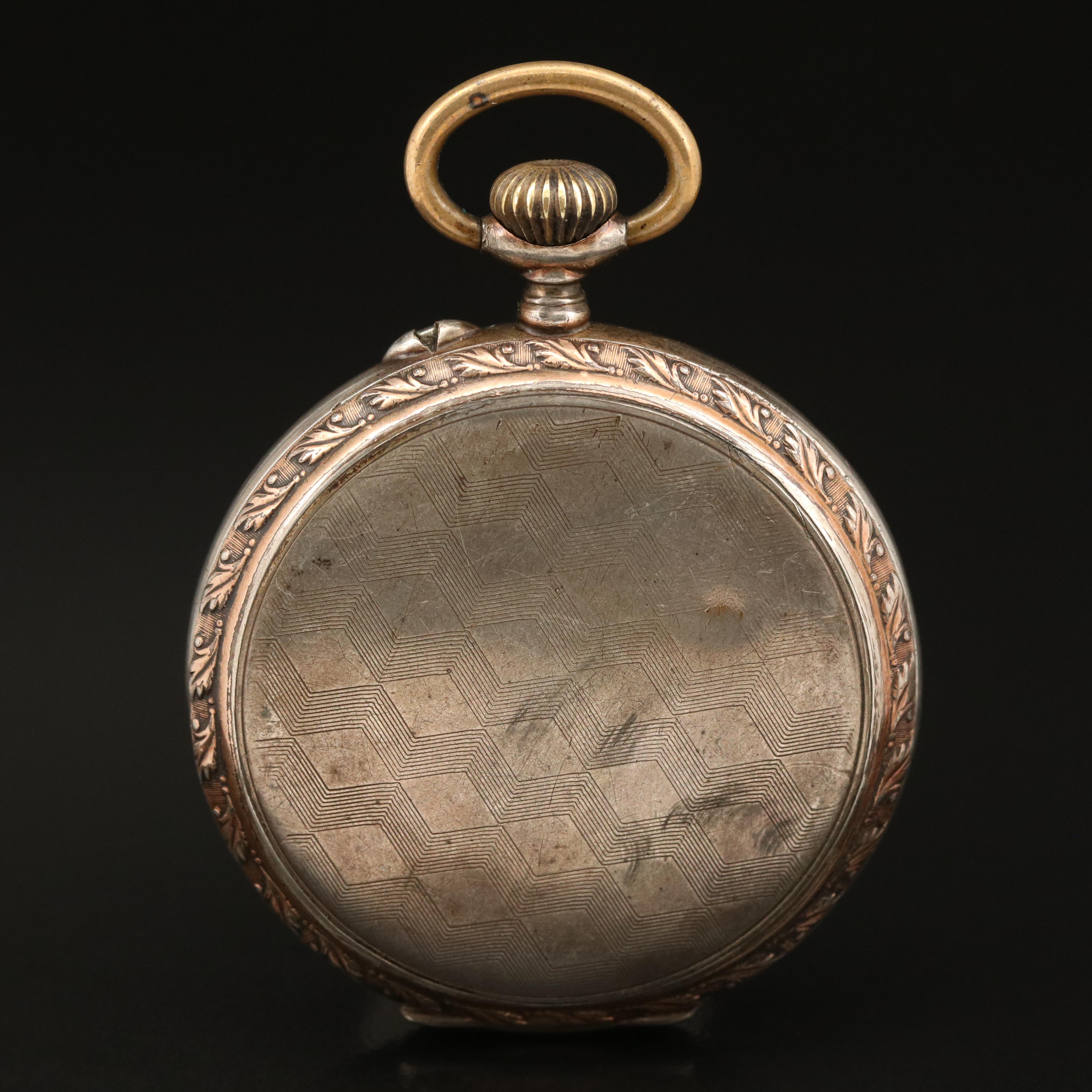 Silver Swiss Pocket Watch with Painted Dial