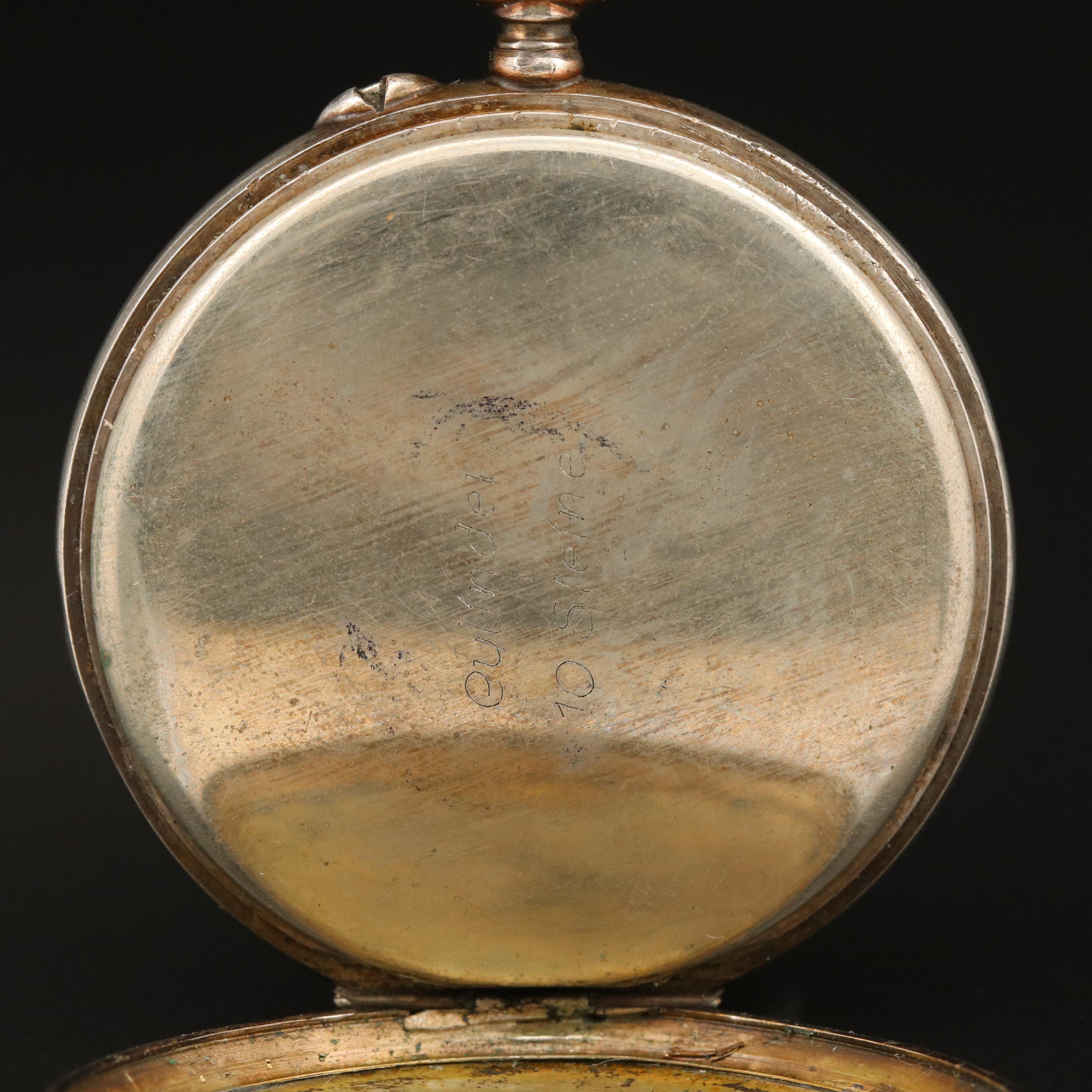 Silver Swiss Pocket Watch with Painted Dial