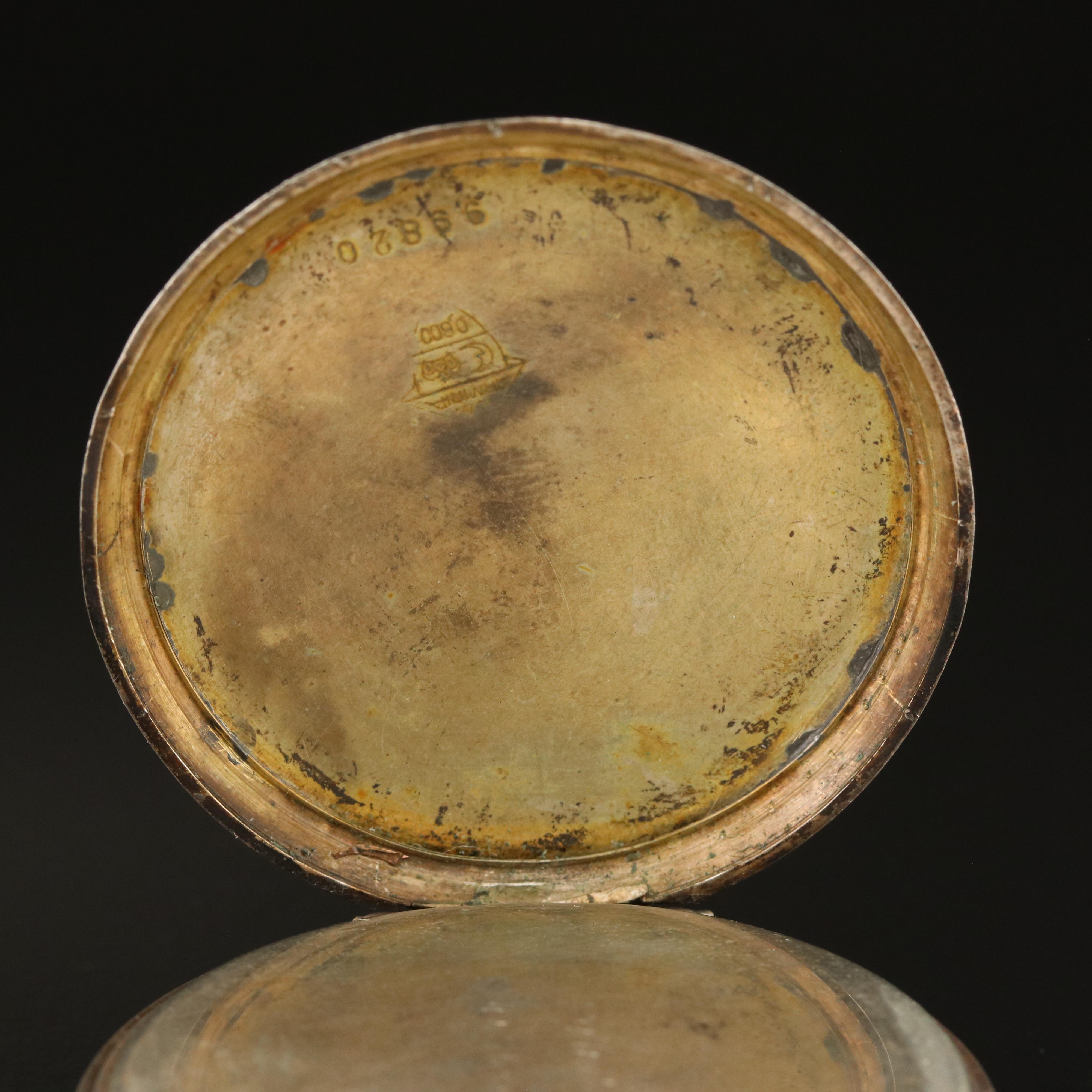 Silver Swiss Pocket Watch with Painted Dial