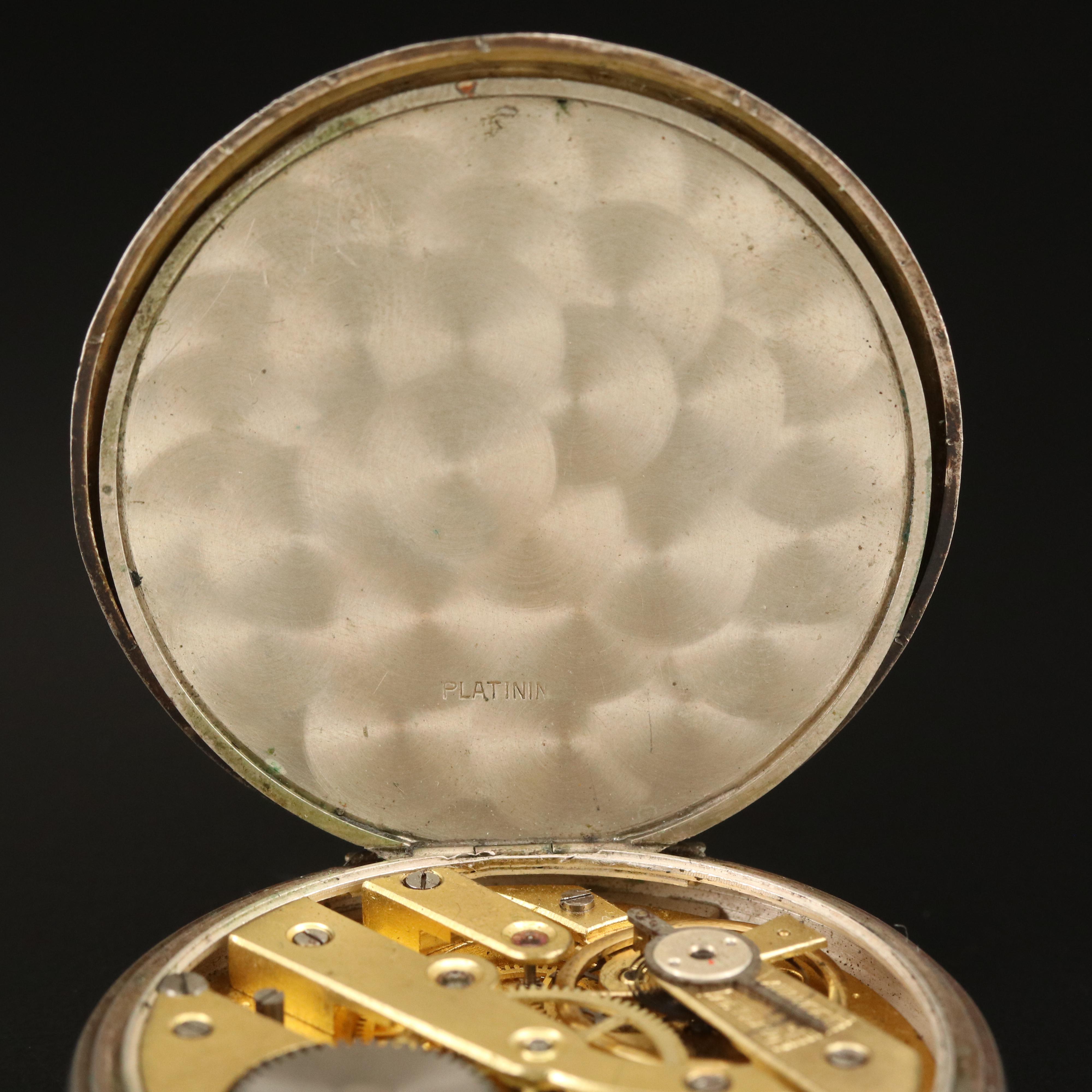 Silver Swiss Pocket Watch with Painted Dial