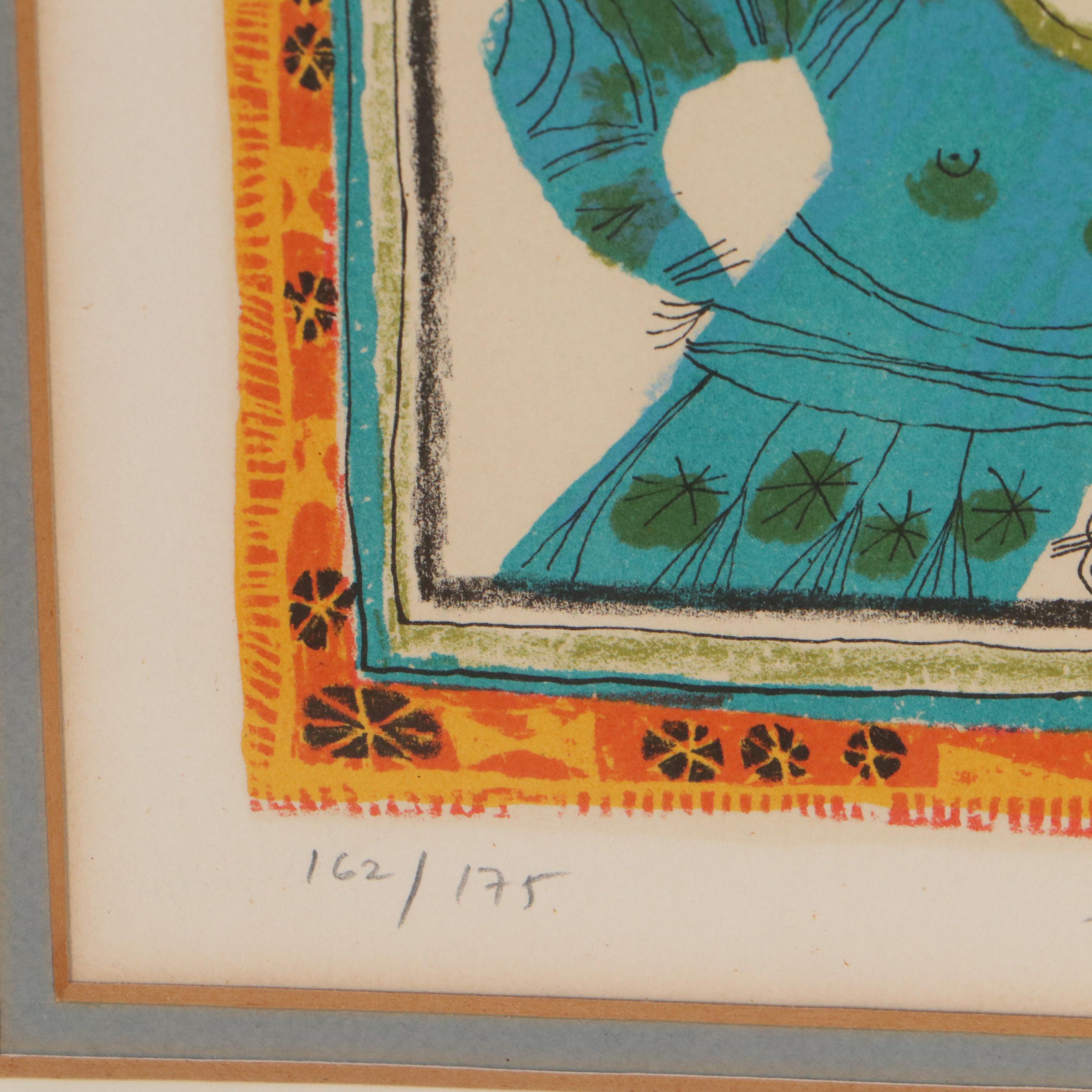 Judith Bledsoe Lithograph of Figure with Trumpet