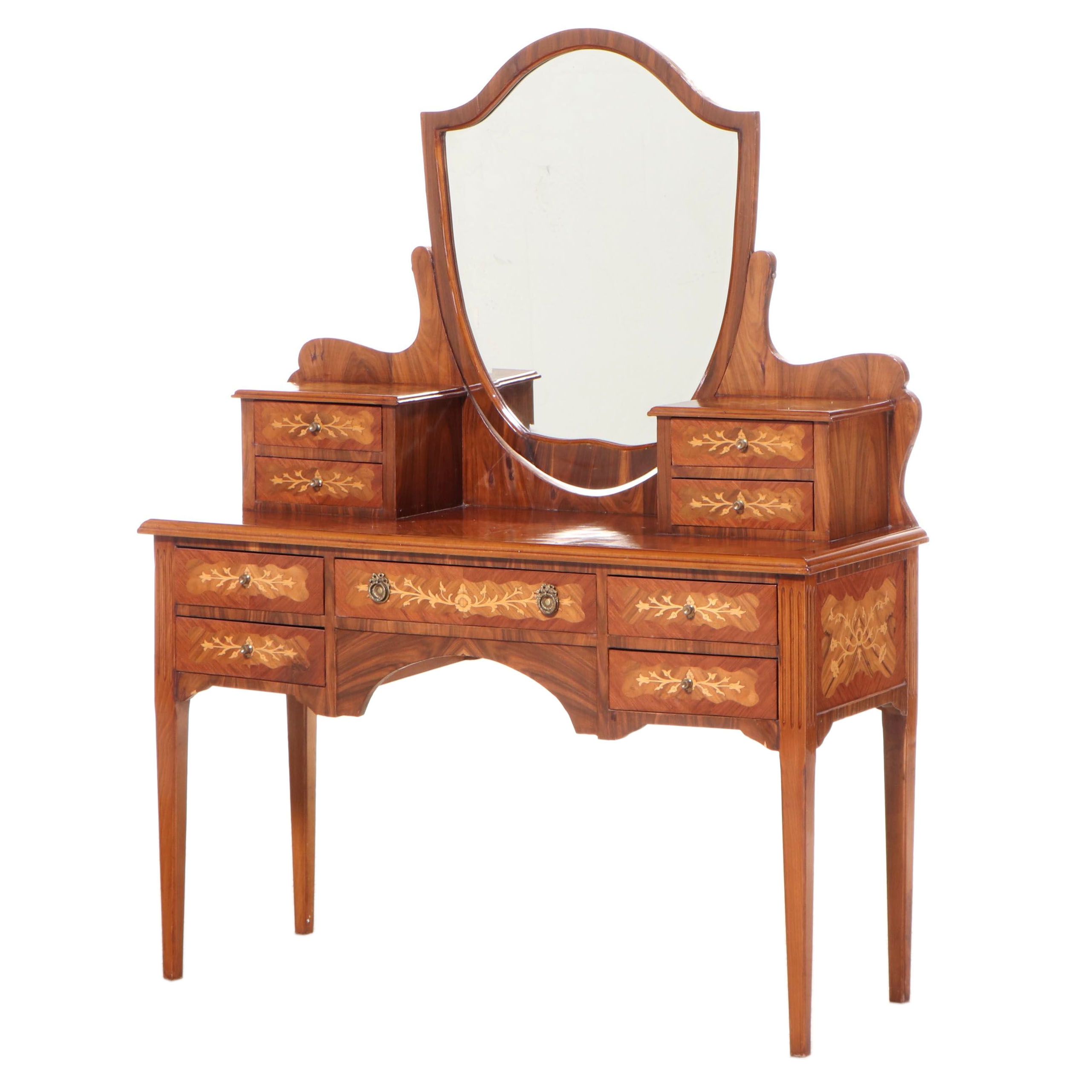 Neoclassical Style Marquetry Dressing Table, Probably Italian, 20th Century