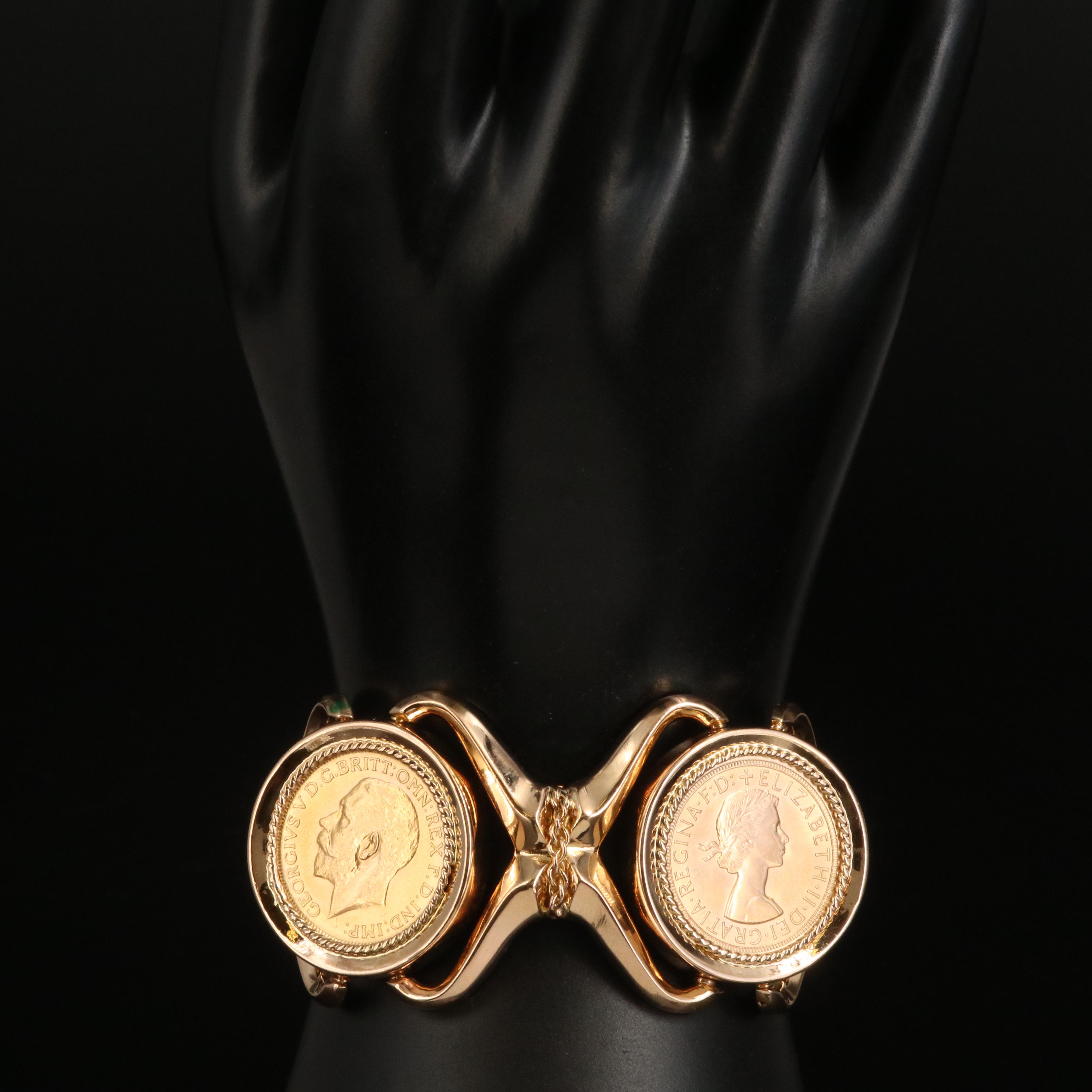 18K Bracelet with British Gold Sovereign Coins