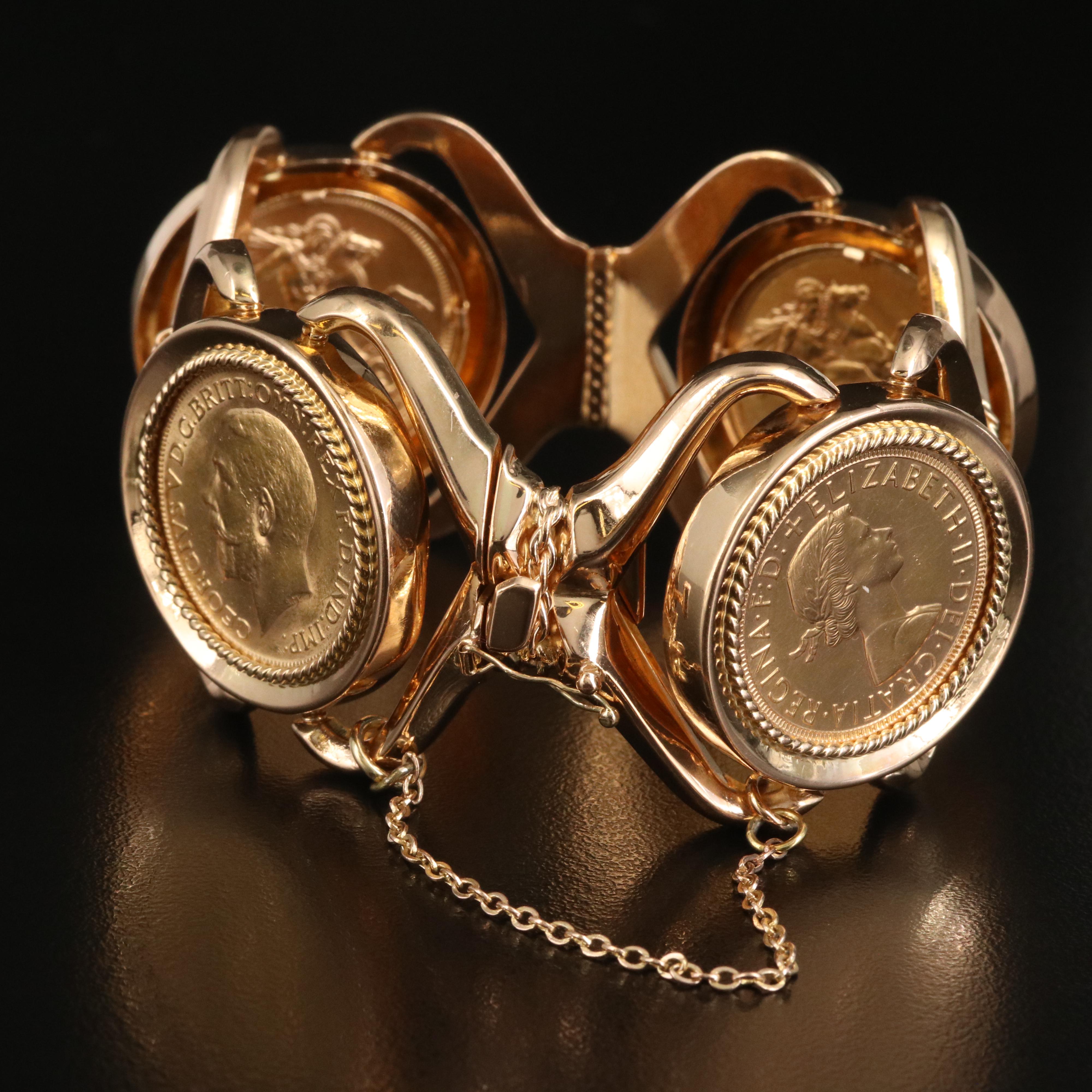 18K Bracelet with British Gold Sovereign Coins