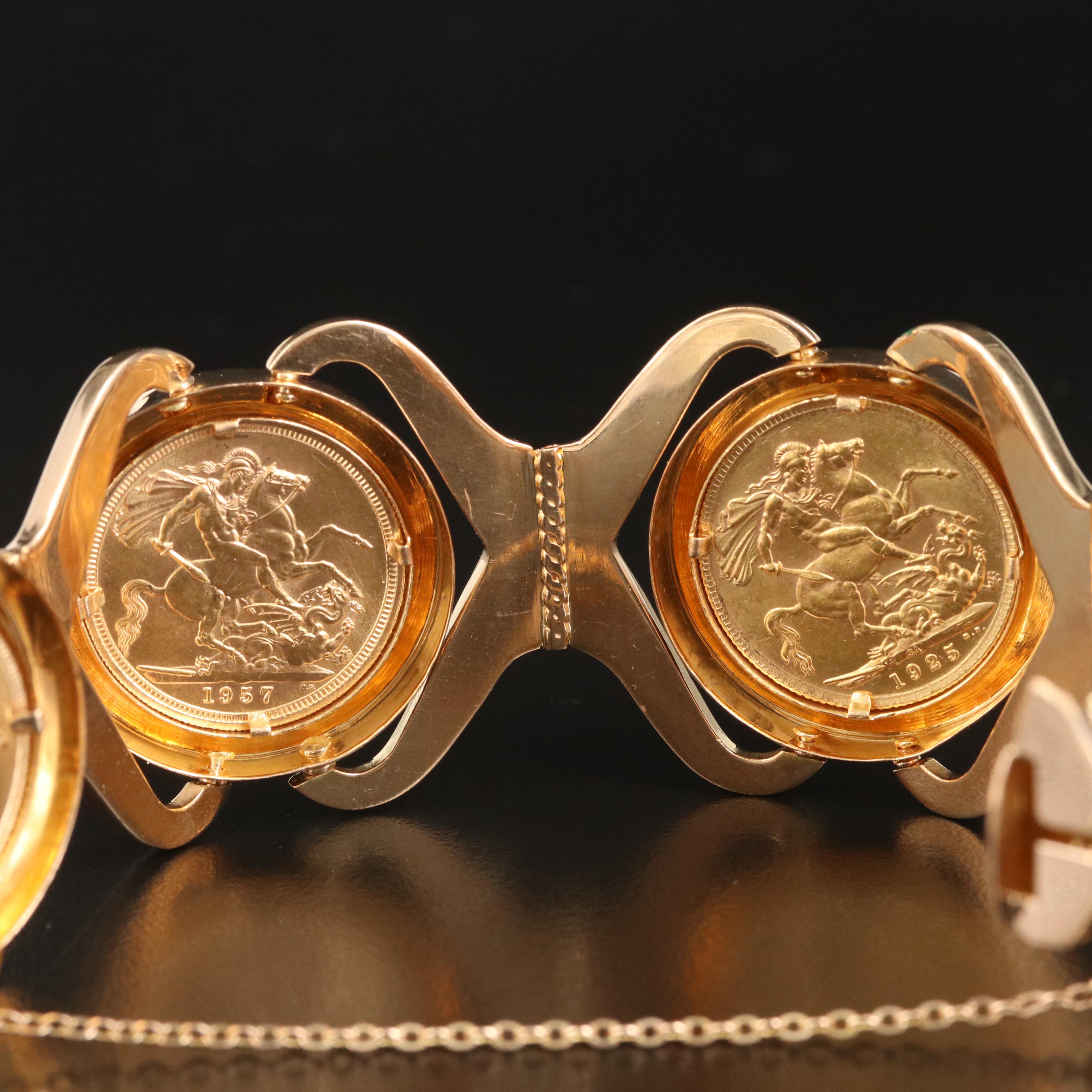 18K Bracelet with British Gold Sovereign Coins