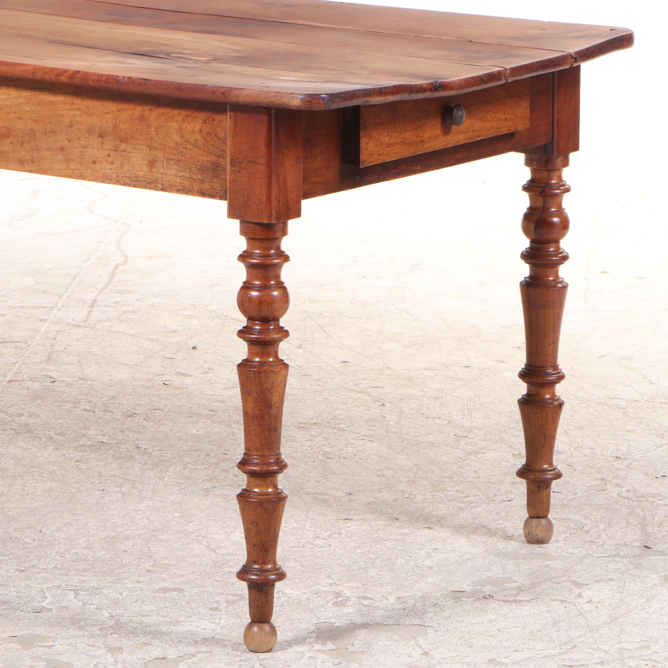 French Fruitwood Farm Table, Mid-19th Century