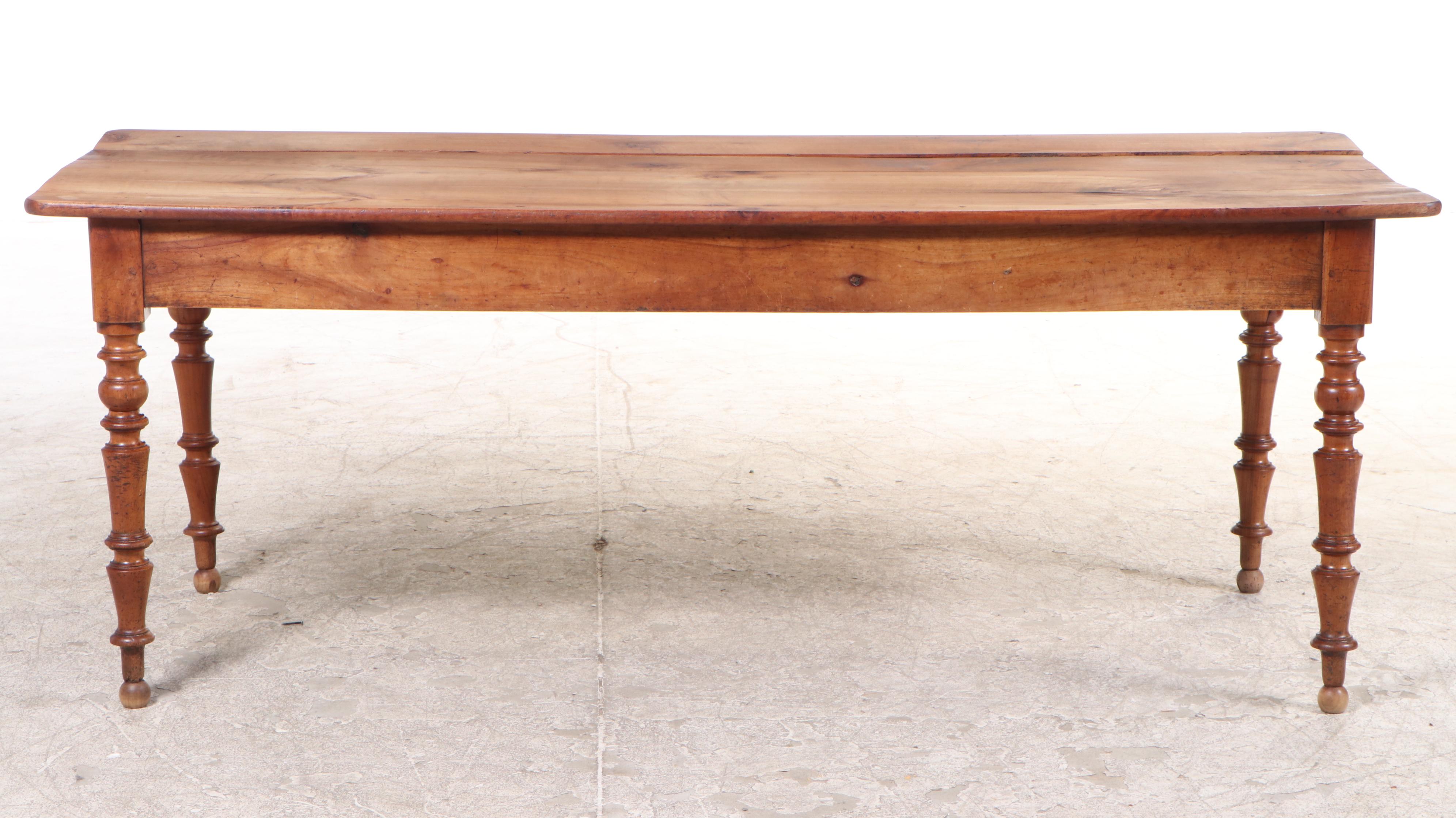 French Fruitwood Farm Table, Mid-19th Century