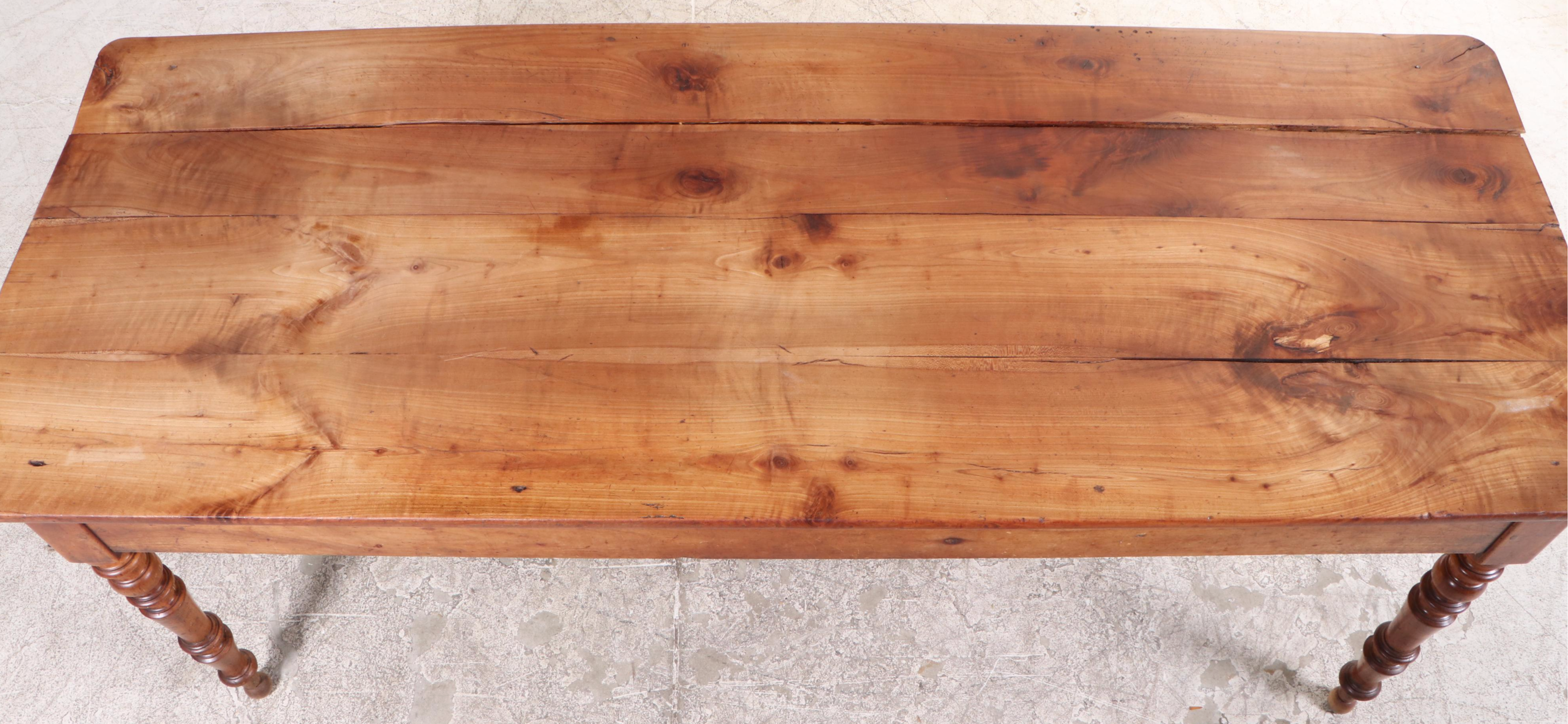 French Fruitwood Farm Table, Mid-19th Century