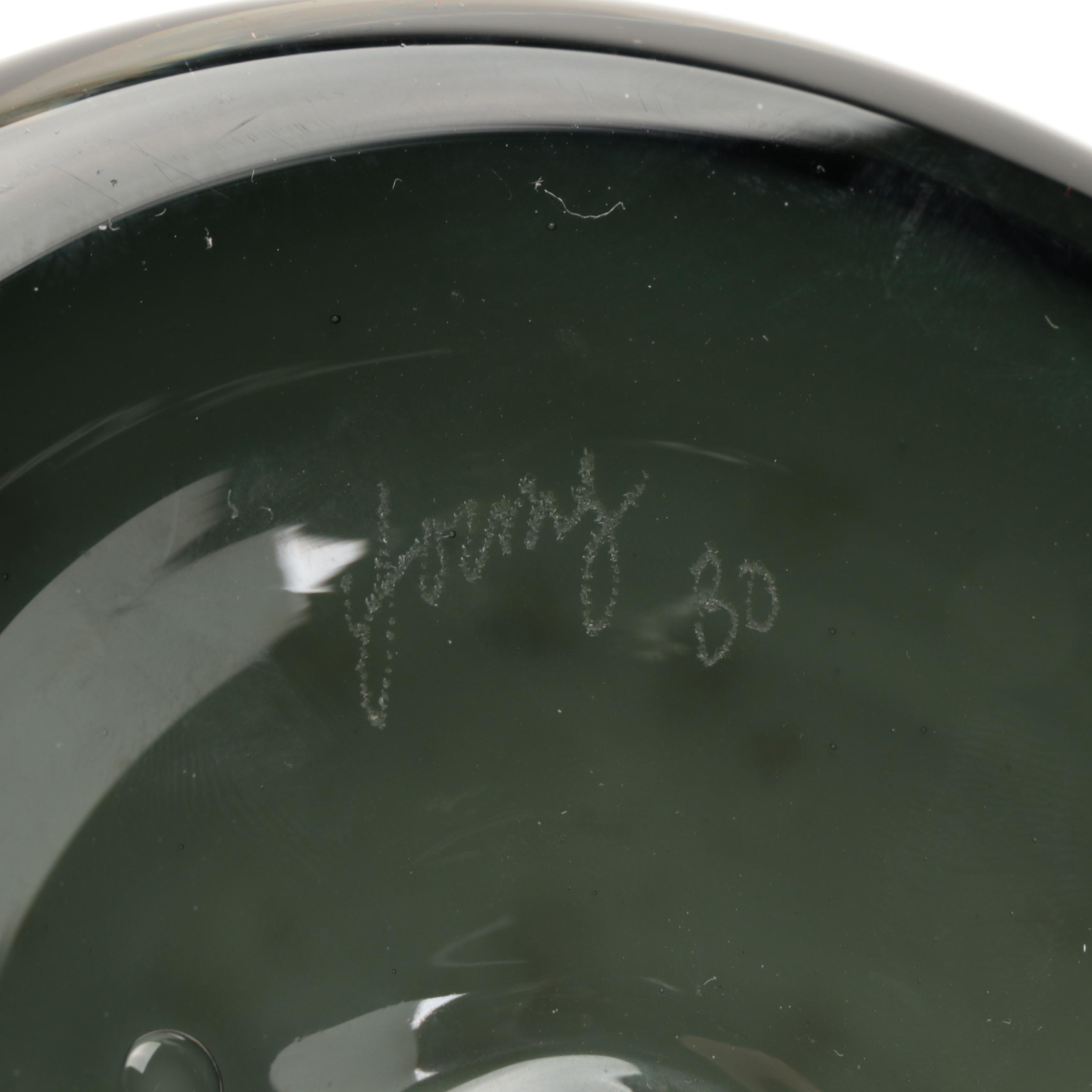 Brent Kee Young Handblown Studio Art Glass Vase with Rollin Bodley Glass Vase