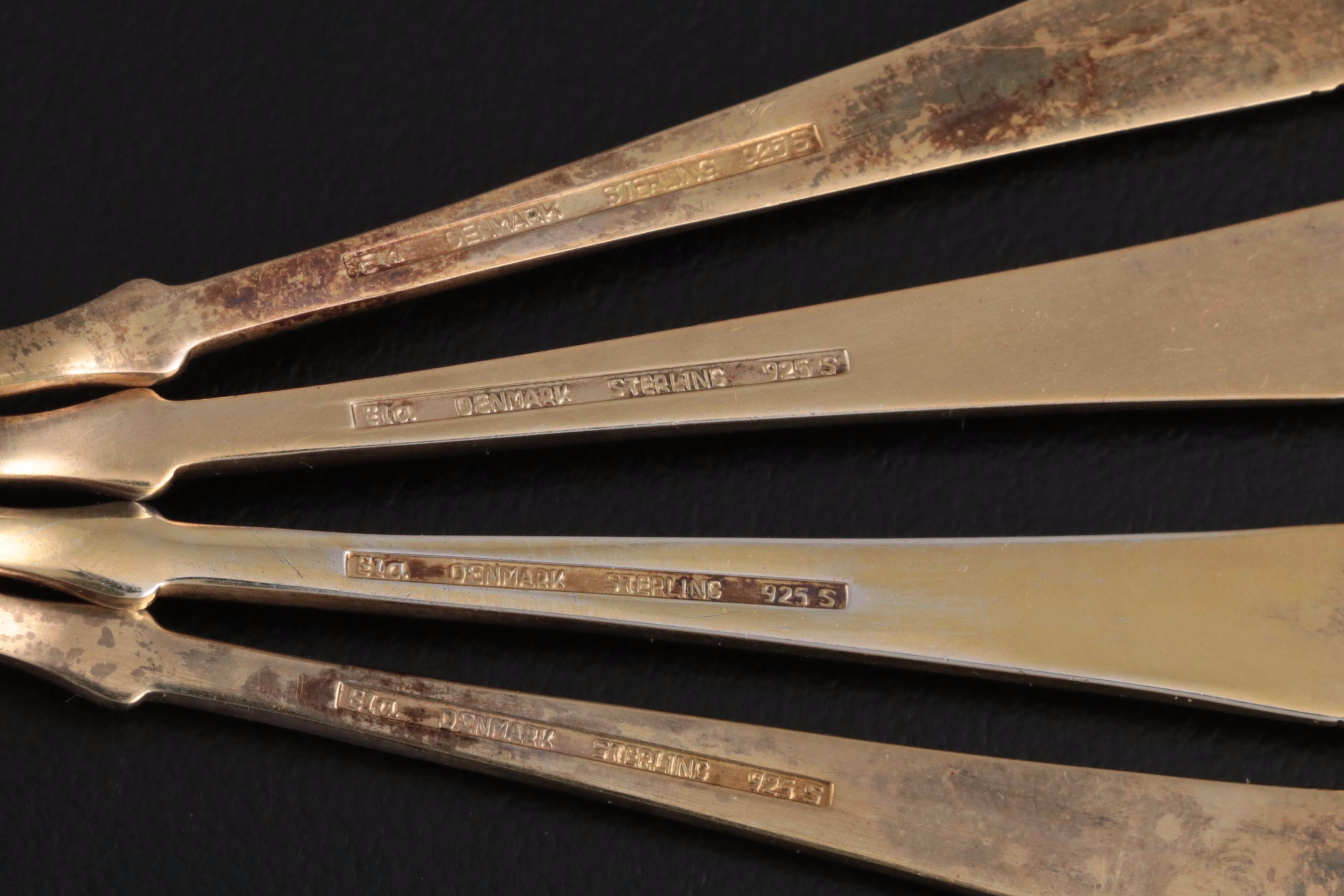 Ela Danish Sterling Silver Enameled Demitasse Spoons in Case