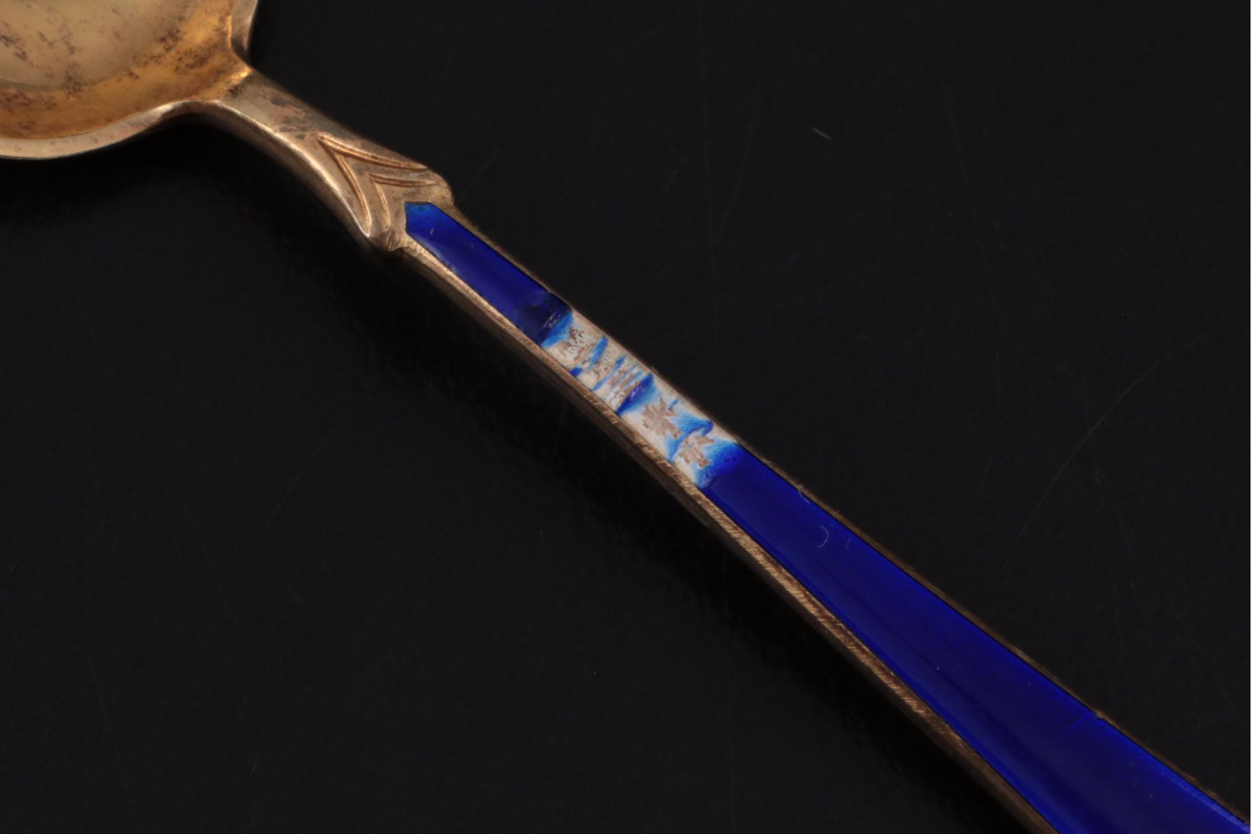 Ela Danish Sterling Silver Enameled Demitasse Spoons in Case