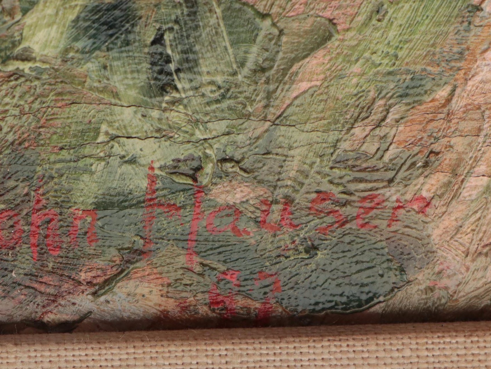 Landscape Oil Painting Attributed to John Hauser of Cliffside Pathway