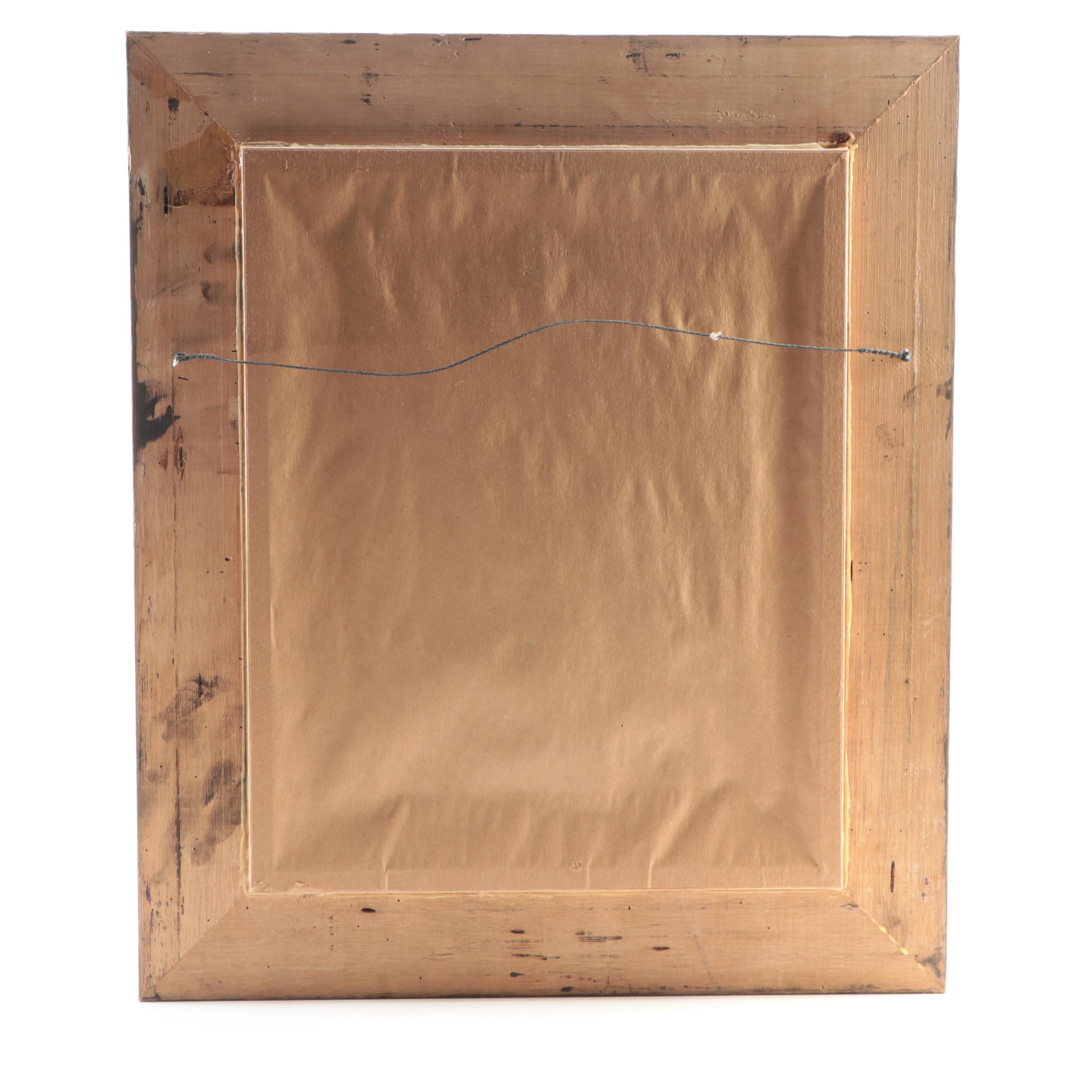 Landscape Oil Painting Attributed to John Hauser of Cliffside Pathway