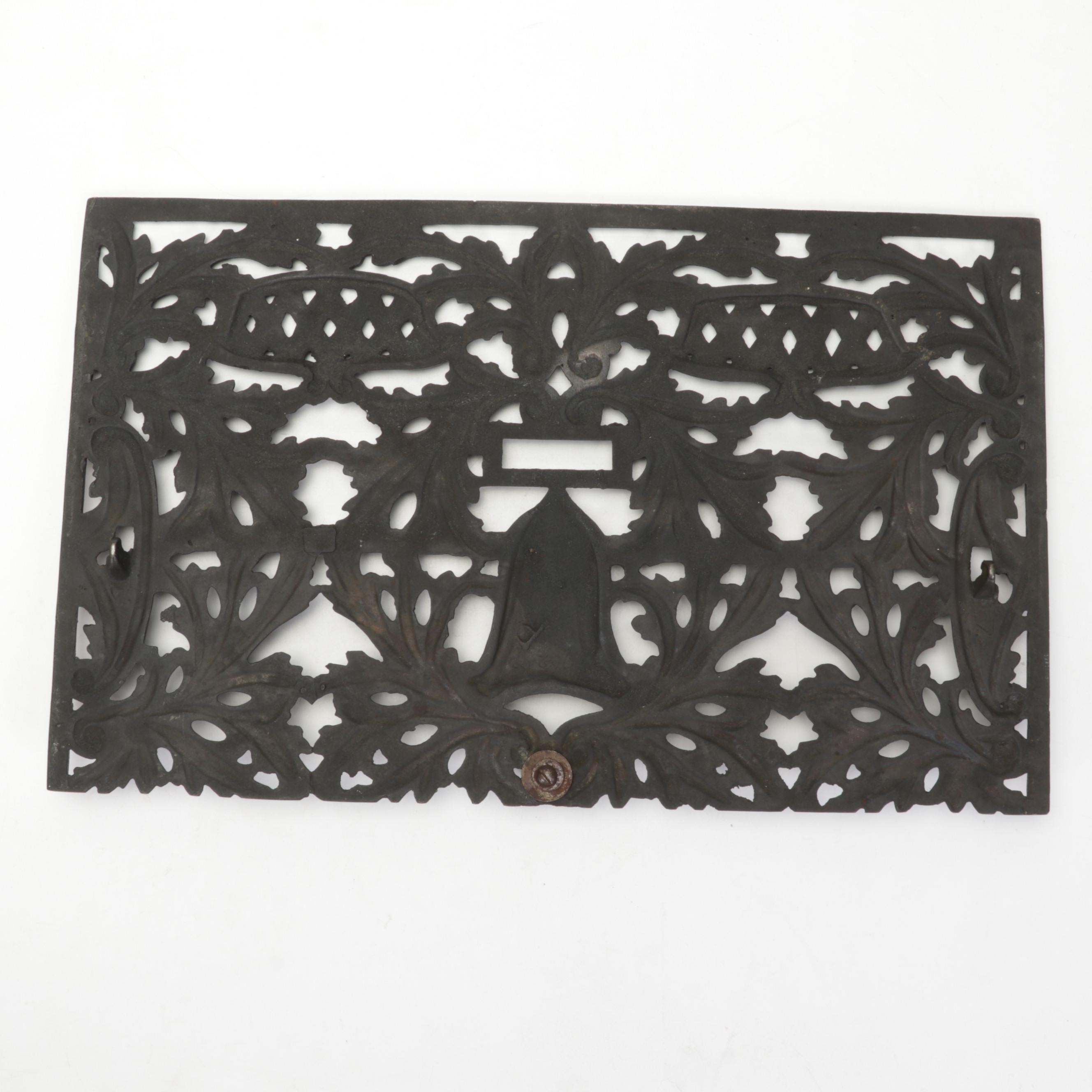 Victorian Copper on Cast Iron Openwork Fireplace Screen Section, 19th Century