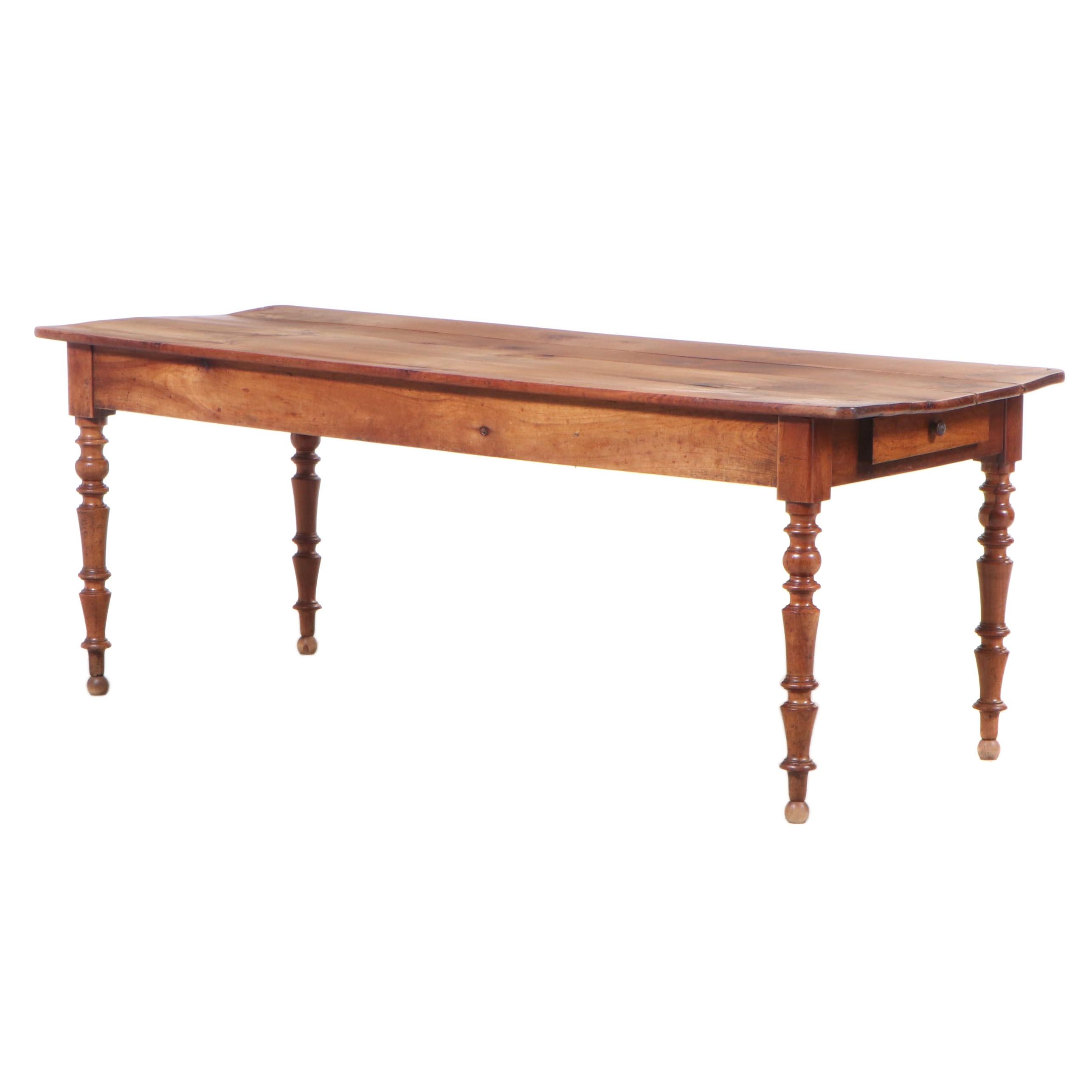 French Fruitwood Farm Table, Mid-19th Century