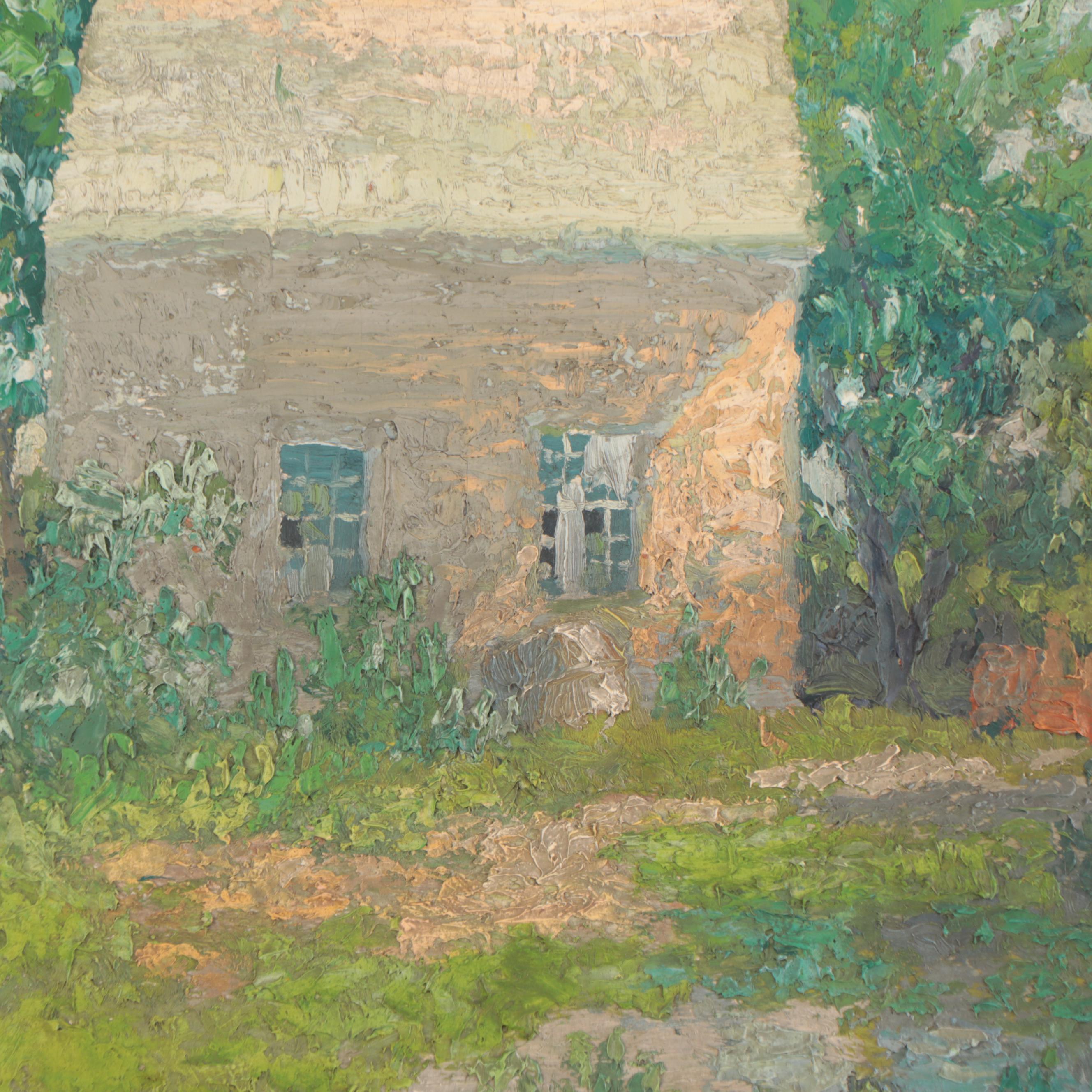 George Jensen Landscape Oil Painting of Dwelling