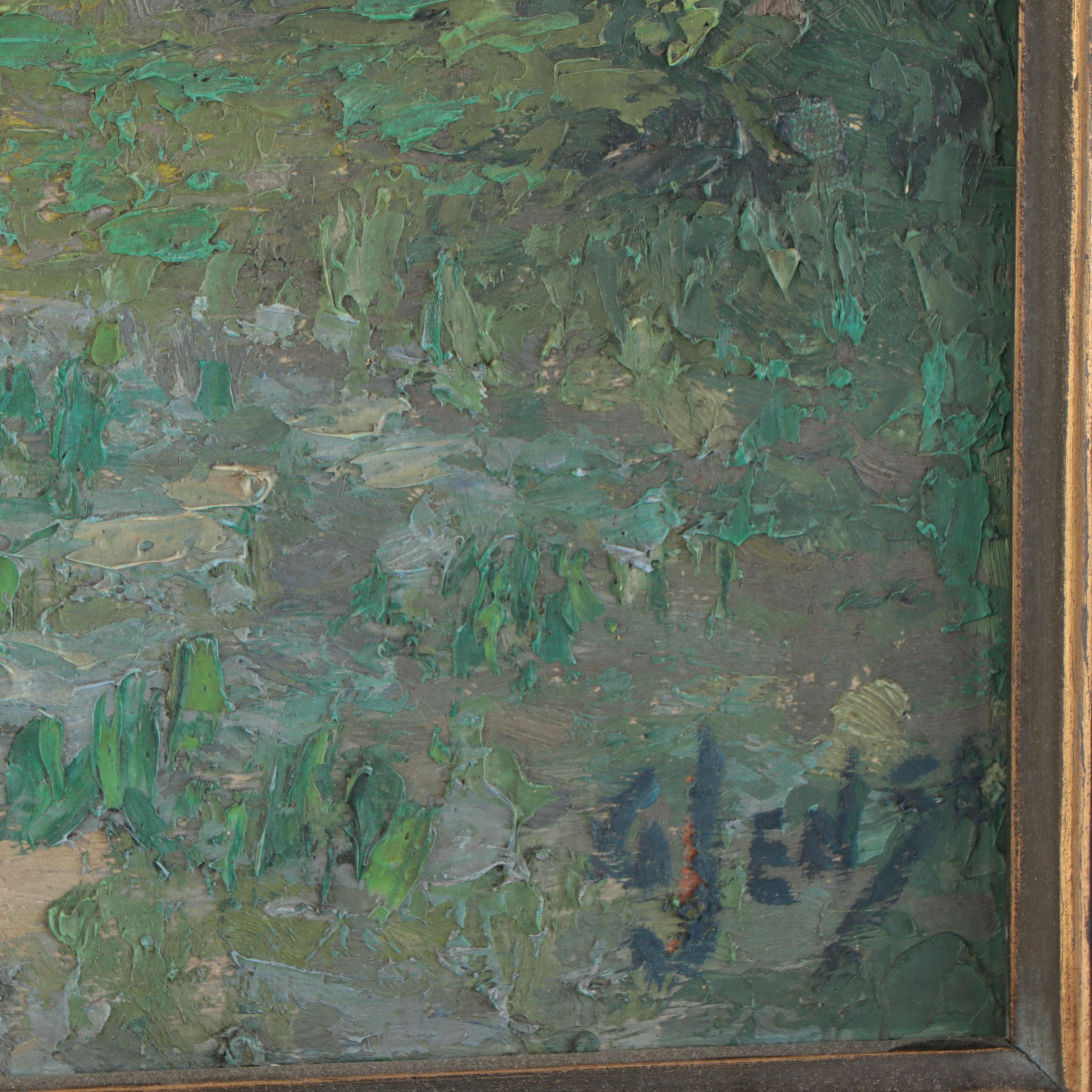 George Jensen Landscape Oil Painting of Dwelling