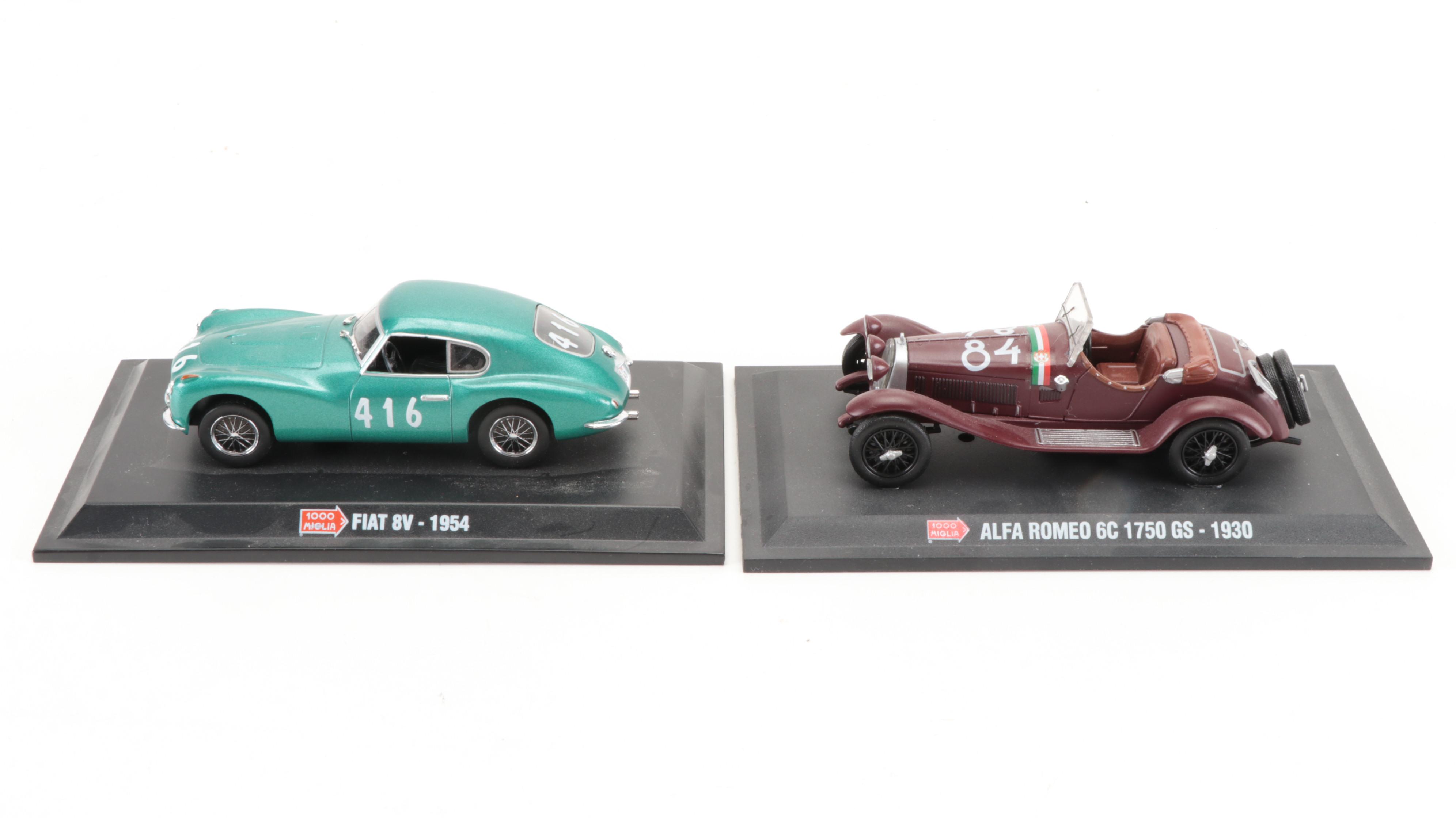 Mille Miglia Fiat 508 Berlinetta, Zagato 8V and Other Diecast Scale Model Cars