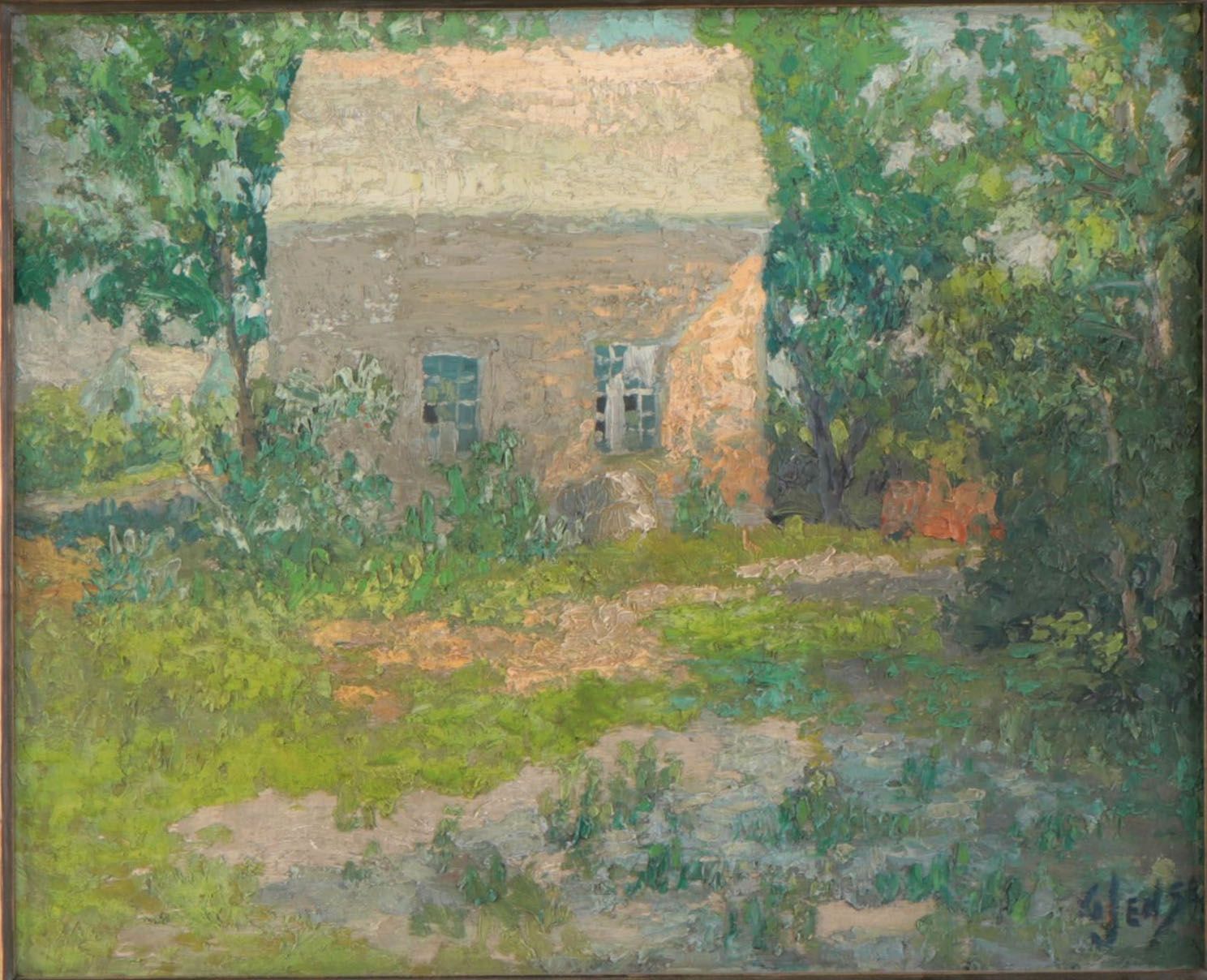 George Jensen Landscape Oil Painting of Dwelling