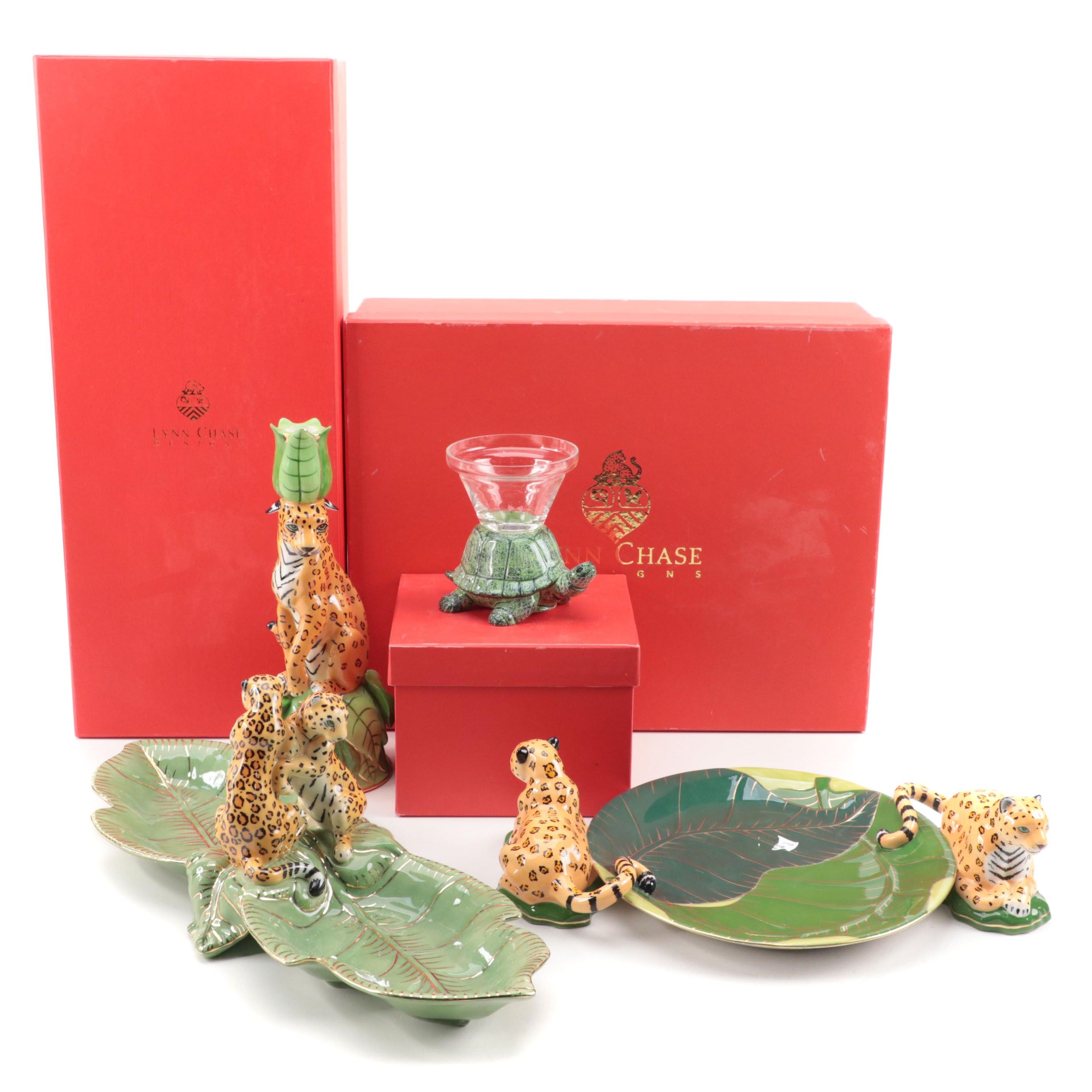 Lynn Chase Designs "Party Time" and "Jaguar Jungle" Porcelain Serving Pieces