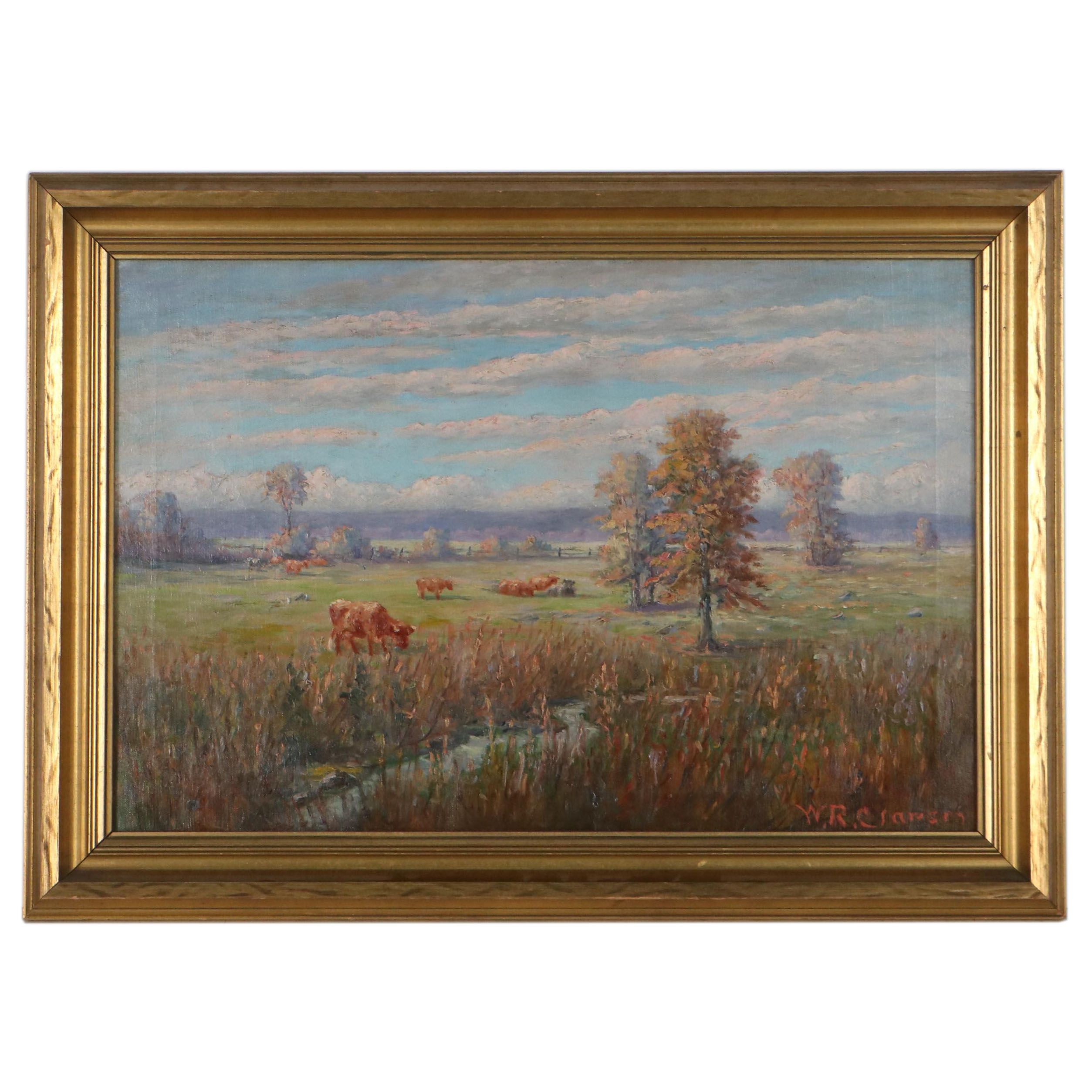 William Reuben Clawson Landscape Oil Painting, Early 20th Century