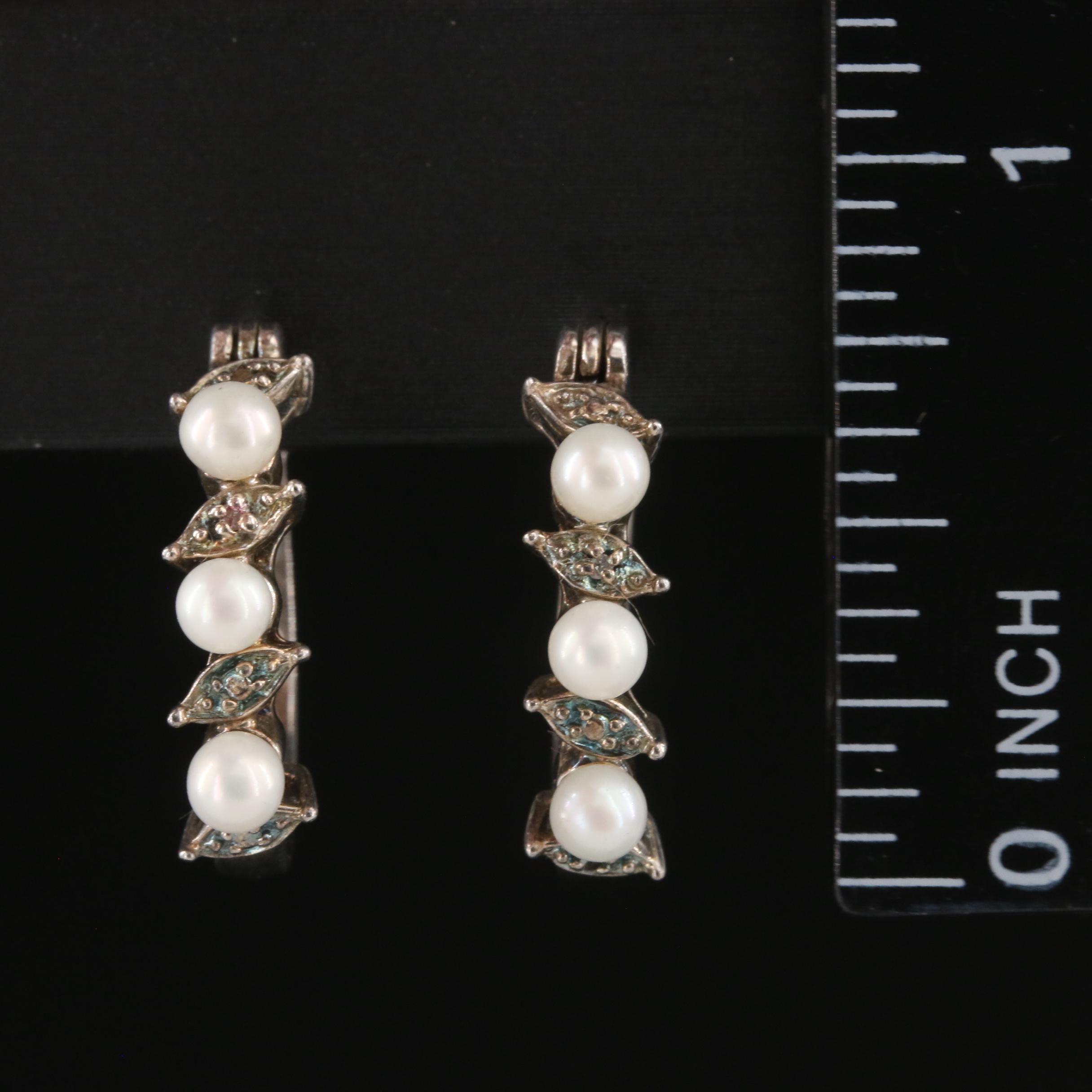 Sterling Pearl, Diamond and Rhinestone Earring Selection