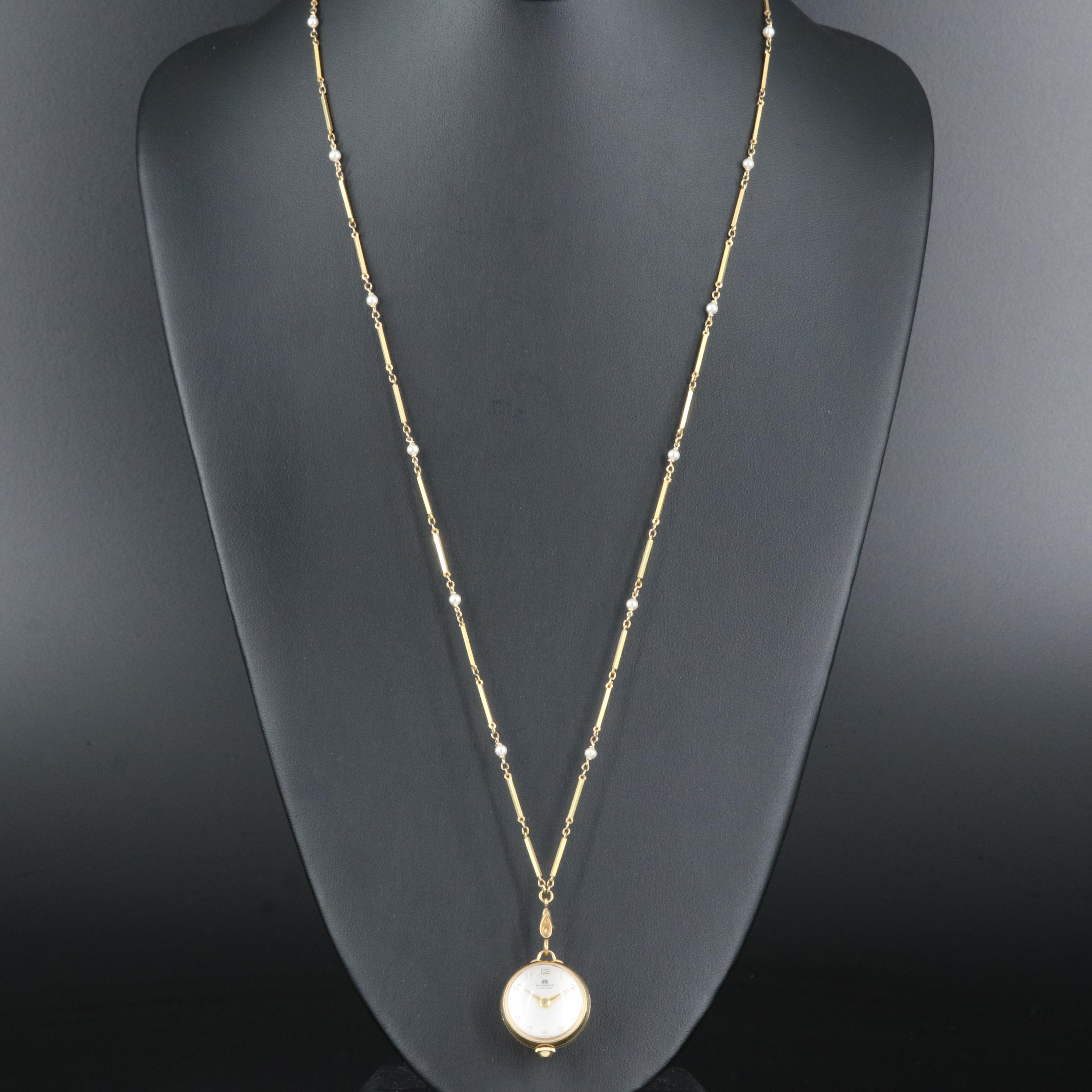 18K Bucherer Pendant with 14K Chain
