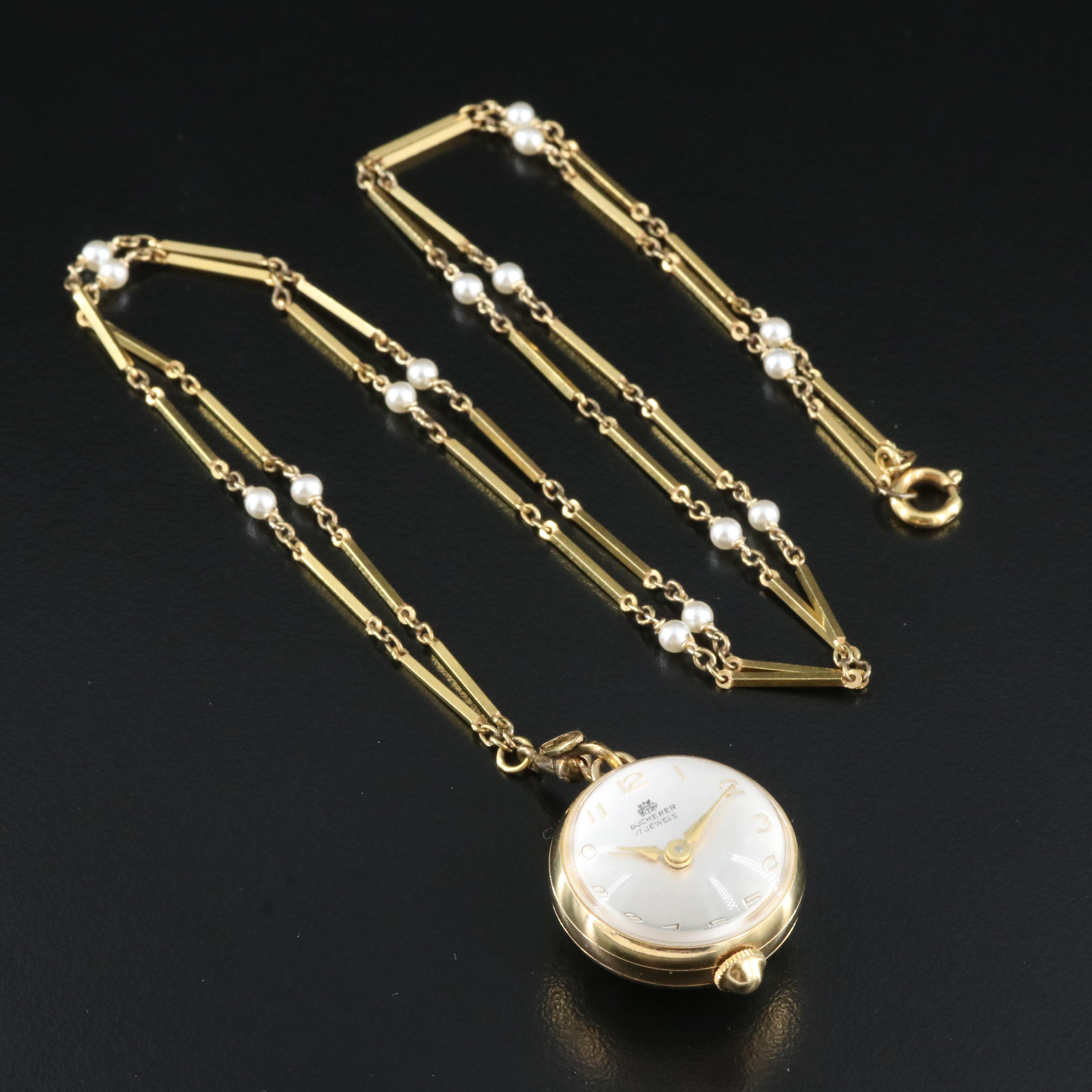 18K Bucherer Pendant with 14K Chain