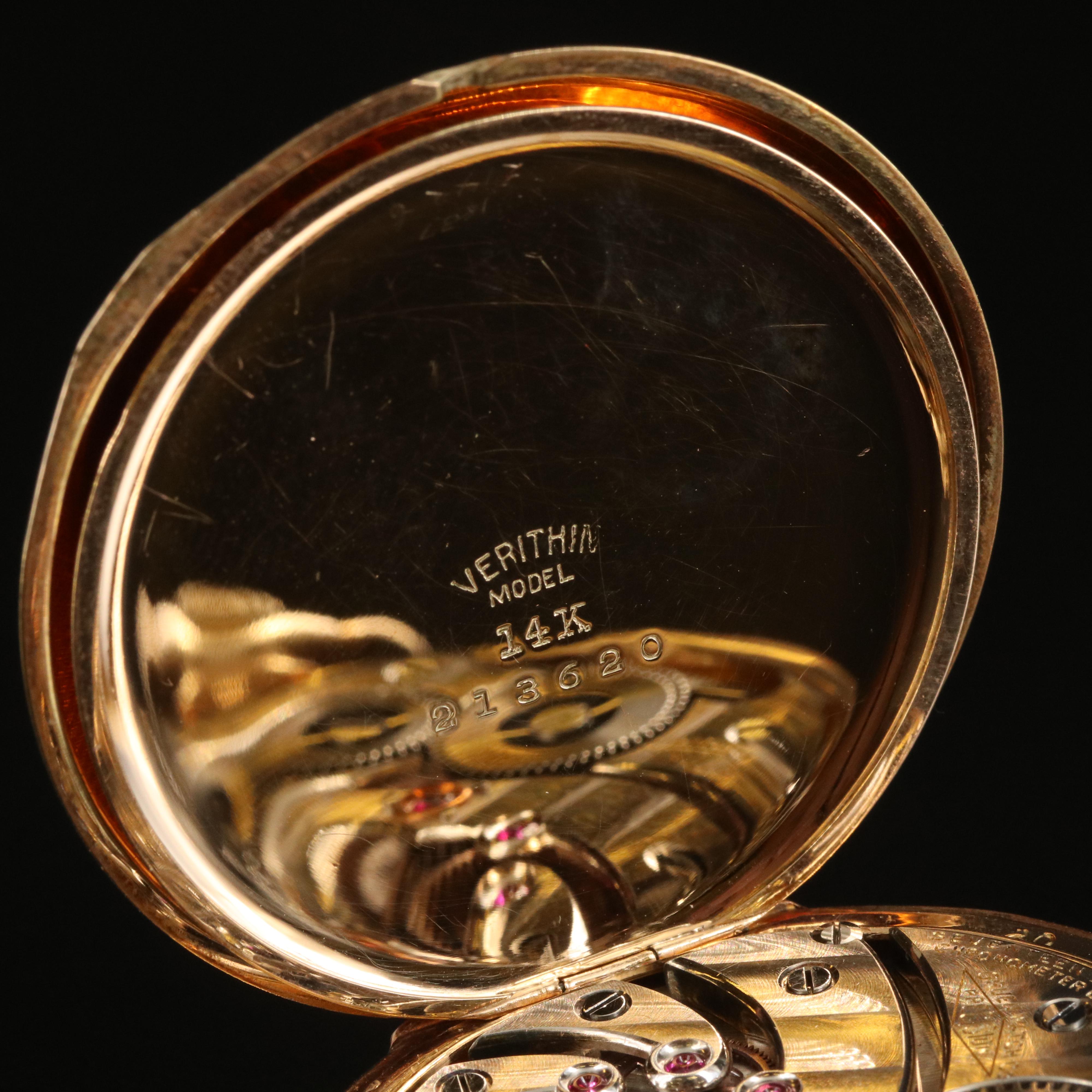 Antique 14K Gruen Veri-Thin Precision Swiss Movement Pocket Watch