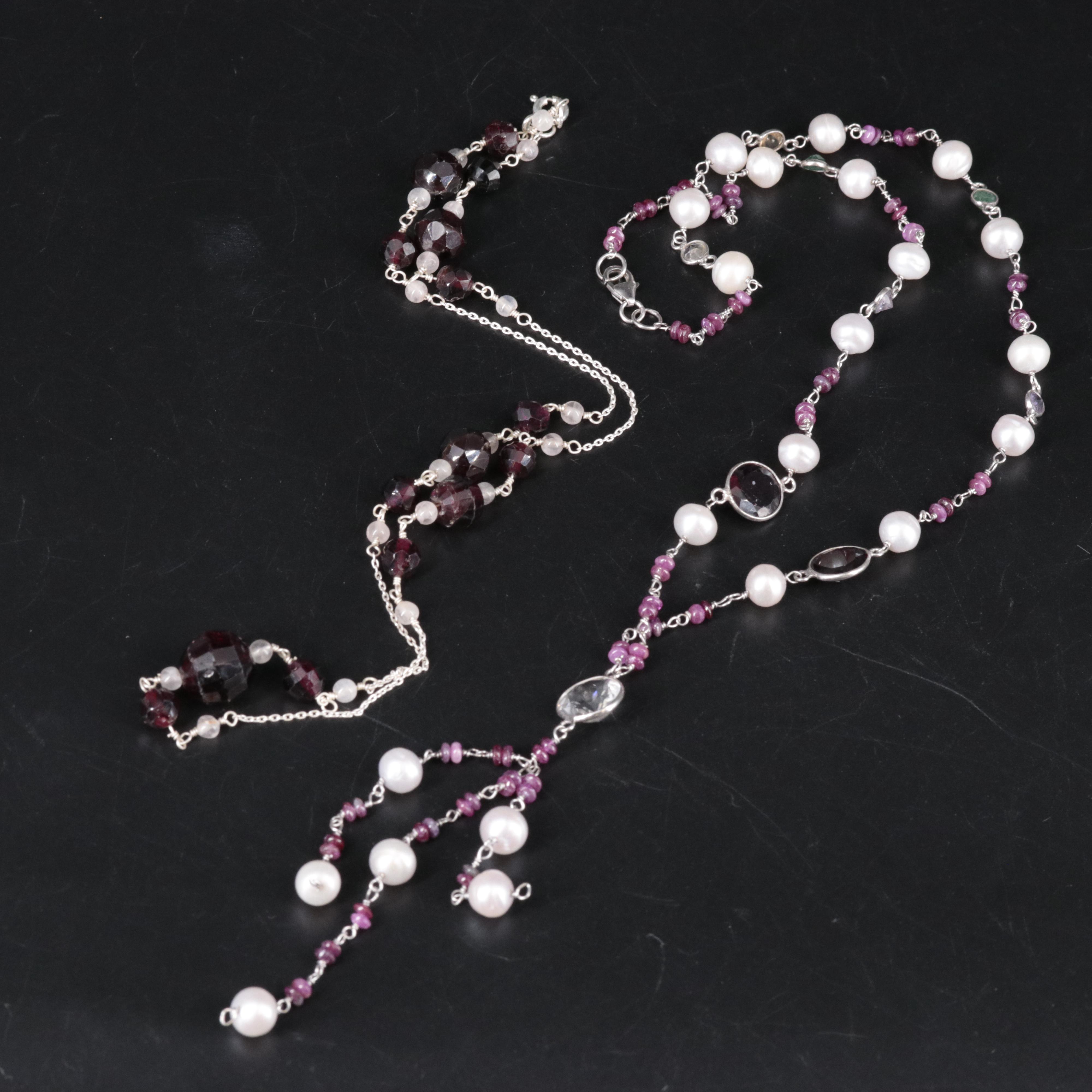 Sterling Silver Gemstone Necklace Set