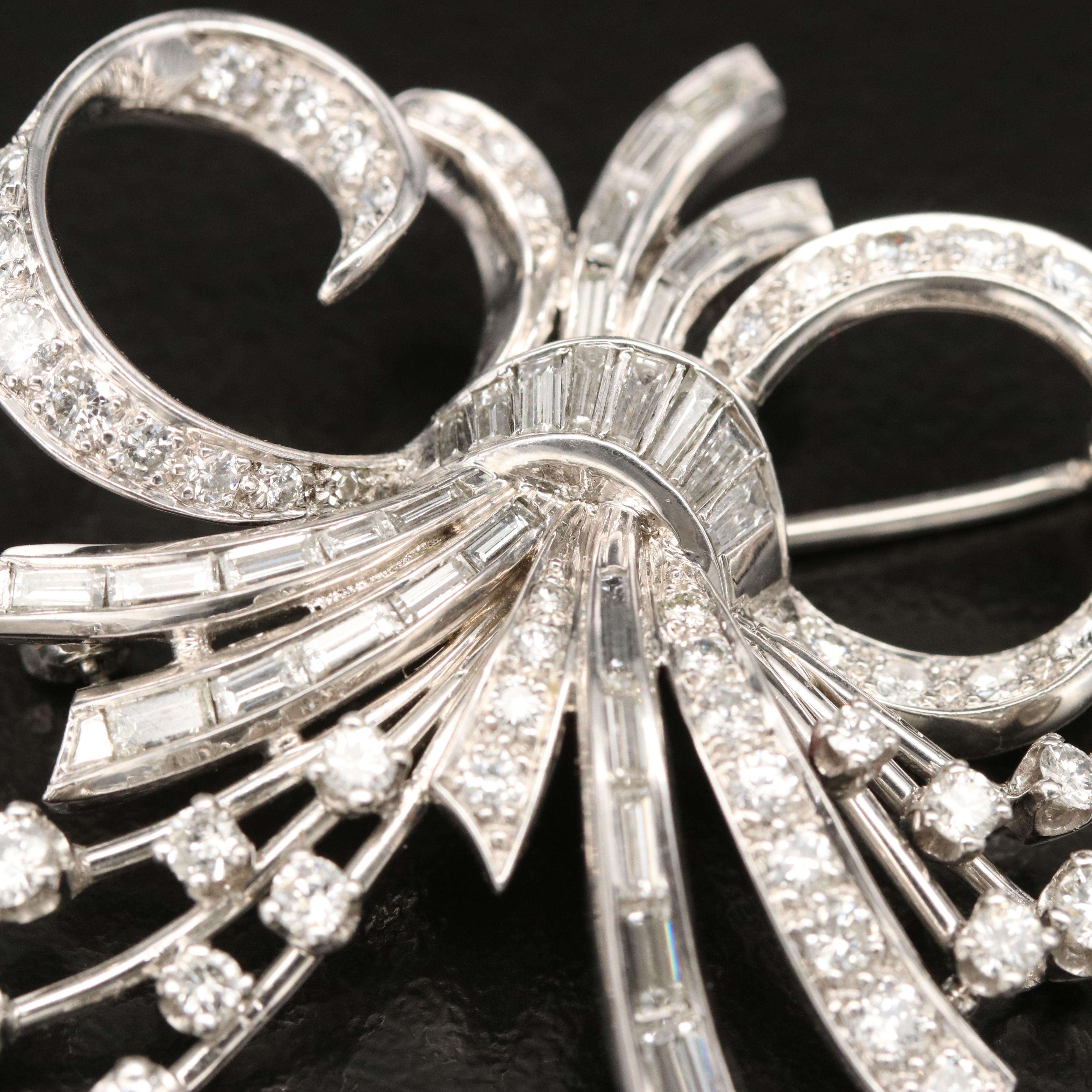 Vintage Platinum 2.63 CTW Diamond Spray Brooch