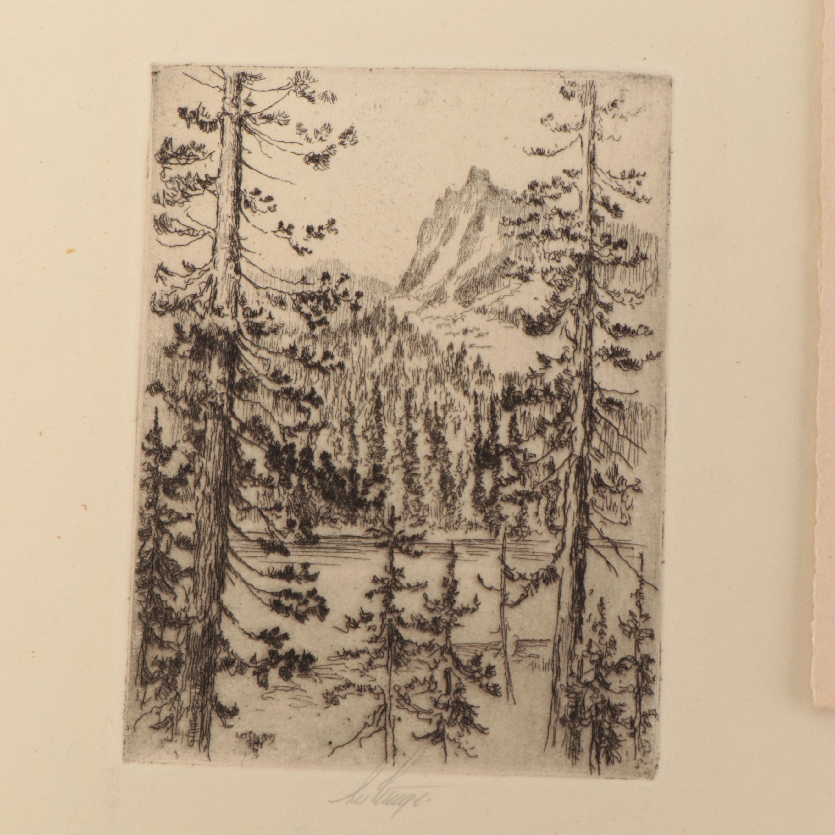 Lee Sturges Mountain Landscape Etchings, Circa 1930