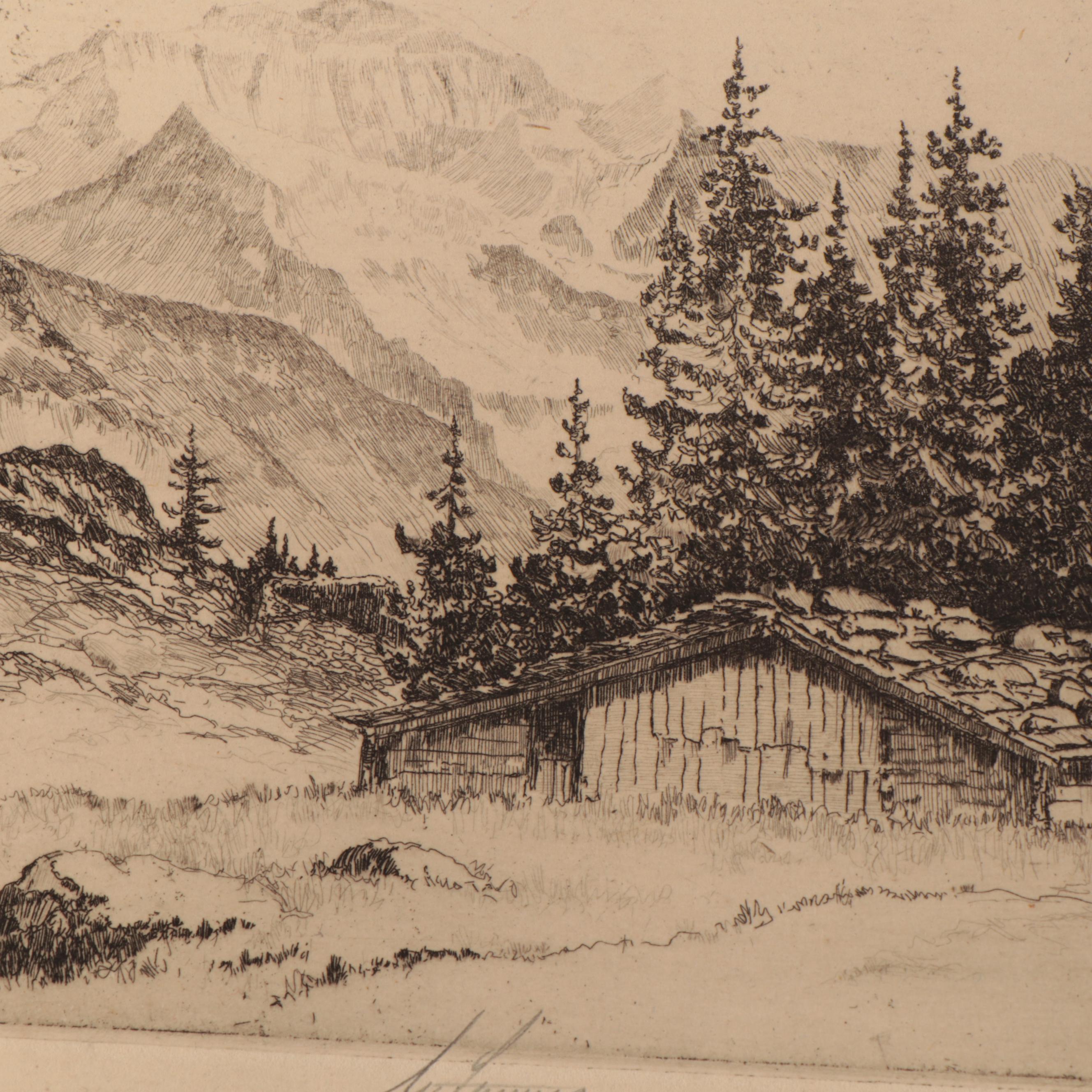 Lee Sturges Mountain Landscape Etchings, Circa 1930