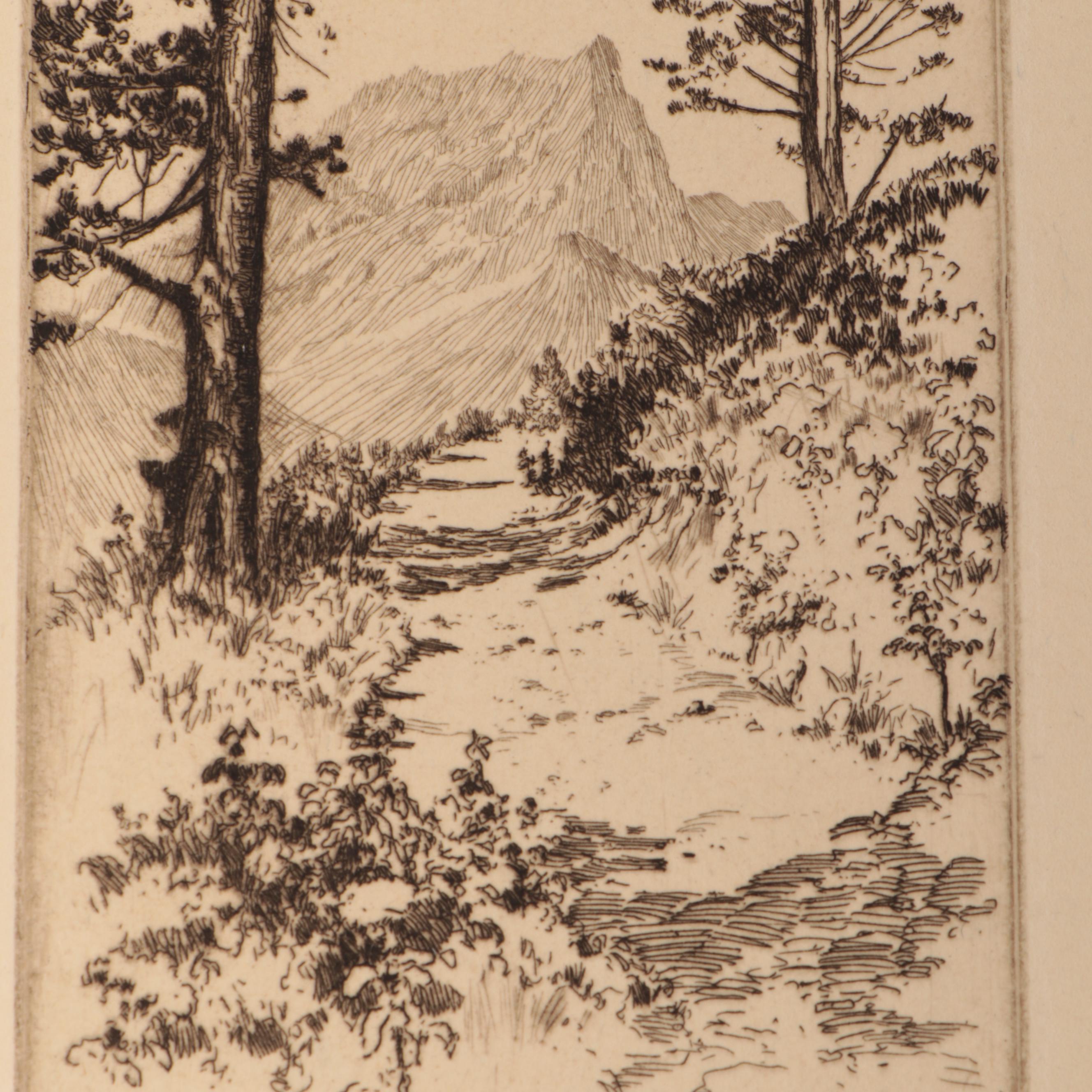 Lee Sturges Mountain Landscape Etchings, Circa 1930