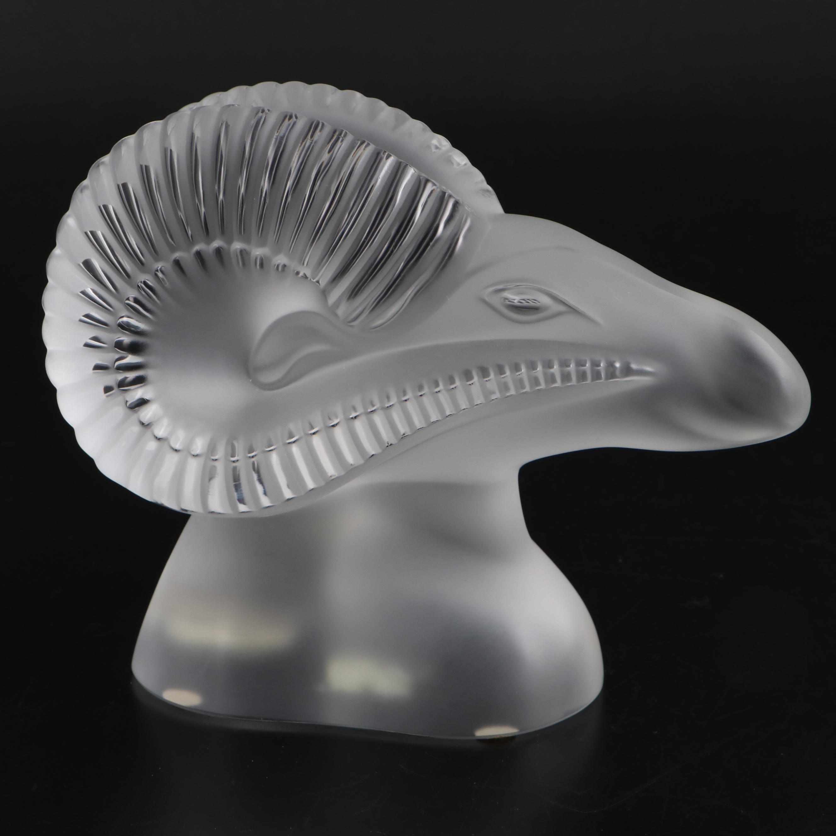 Lalique Crystal Ram's Head