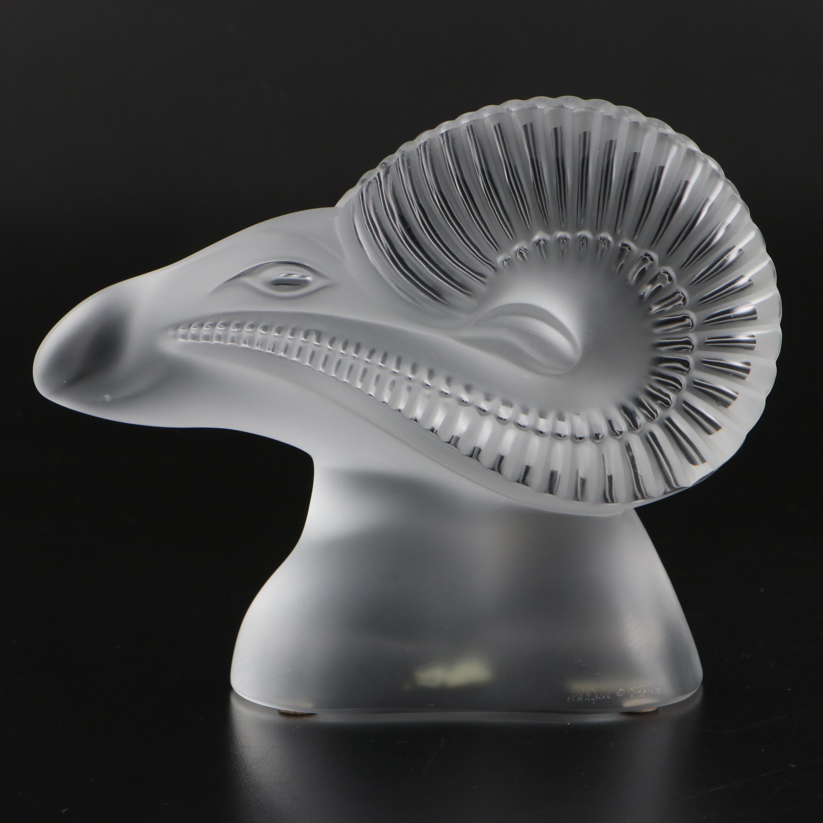Lalique Crystal Ram's Head