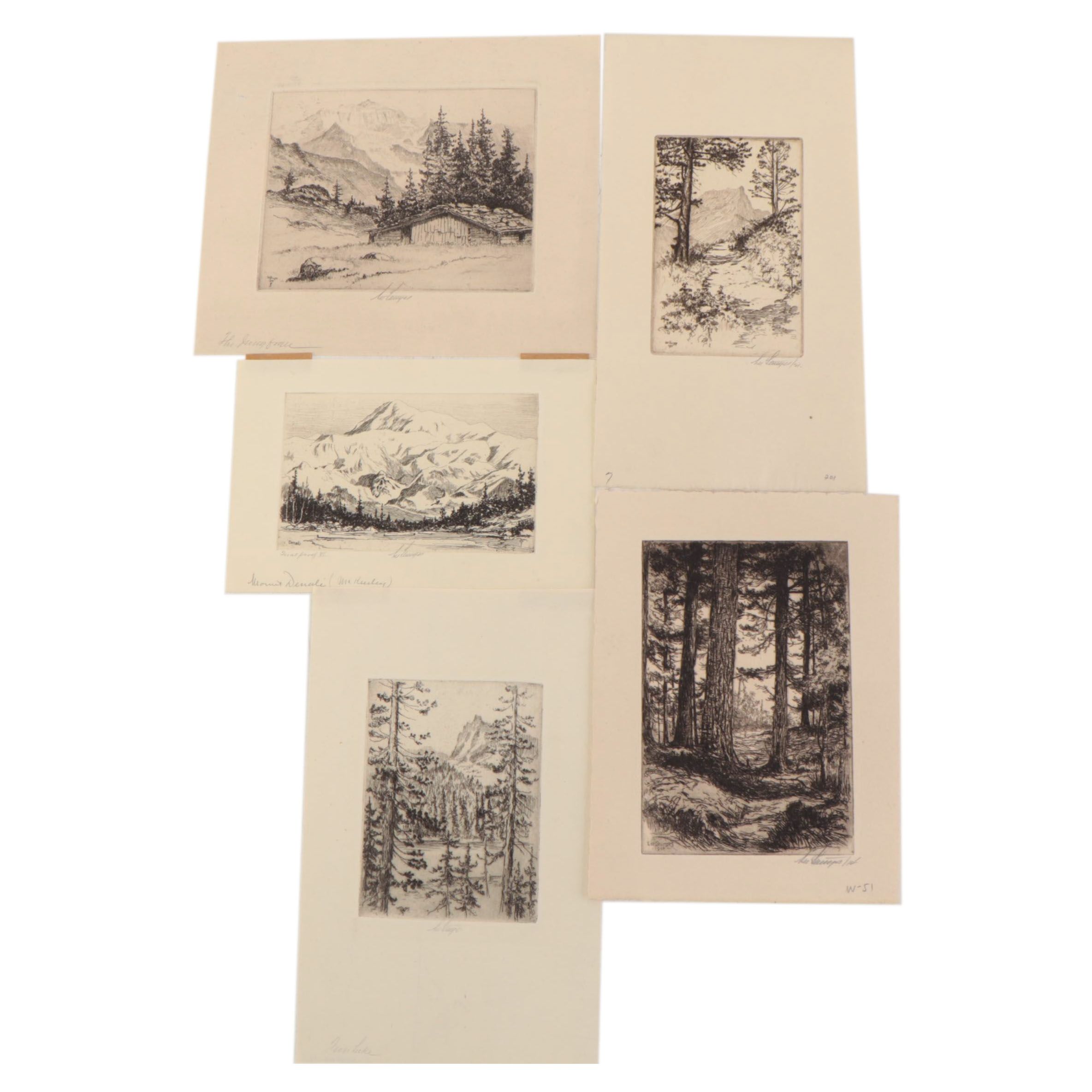 Lee Sturges Mountain Landscape Etchings, Circa 1930