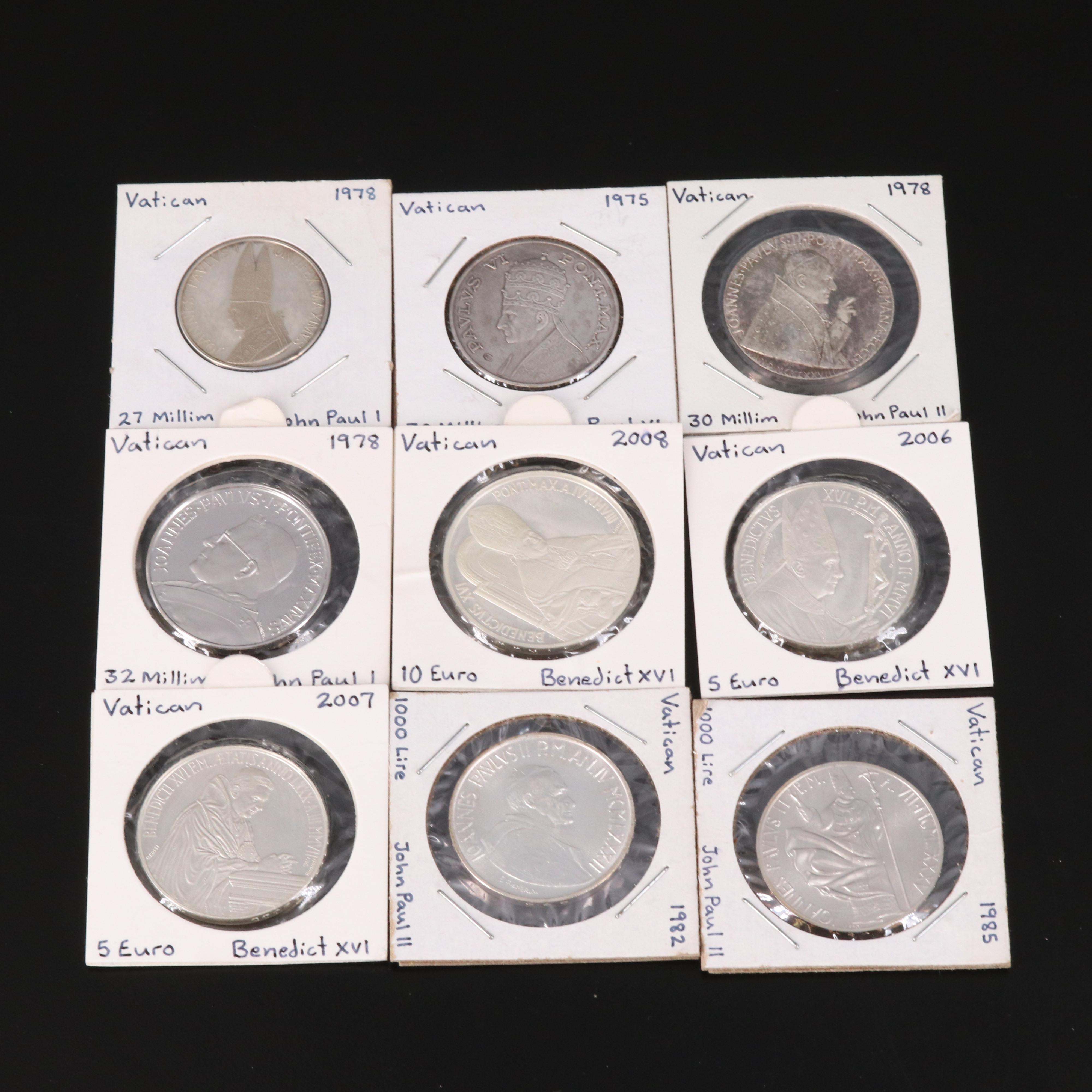 Collection of Nine Vatican City Coins and Medals