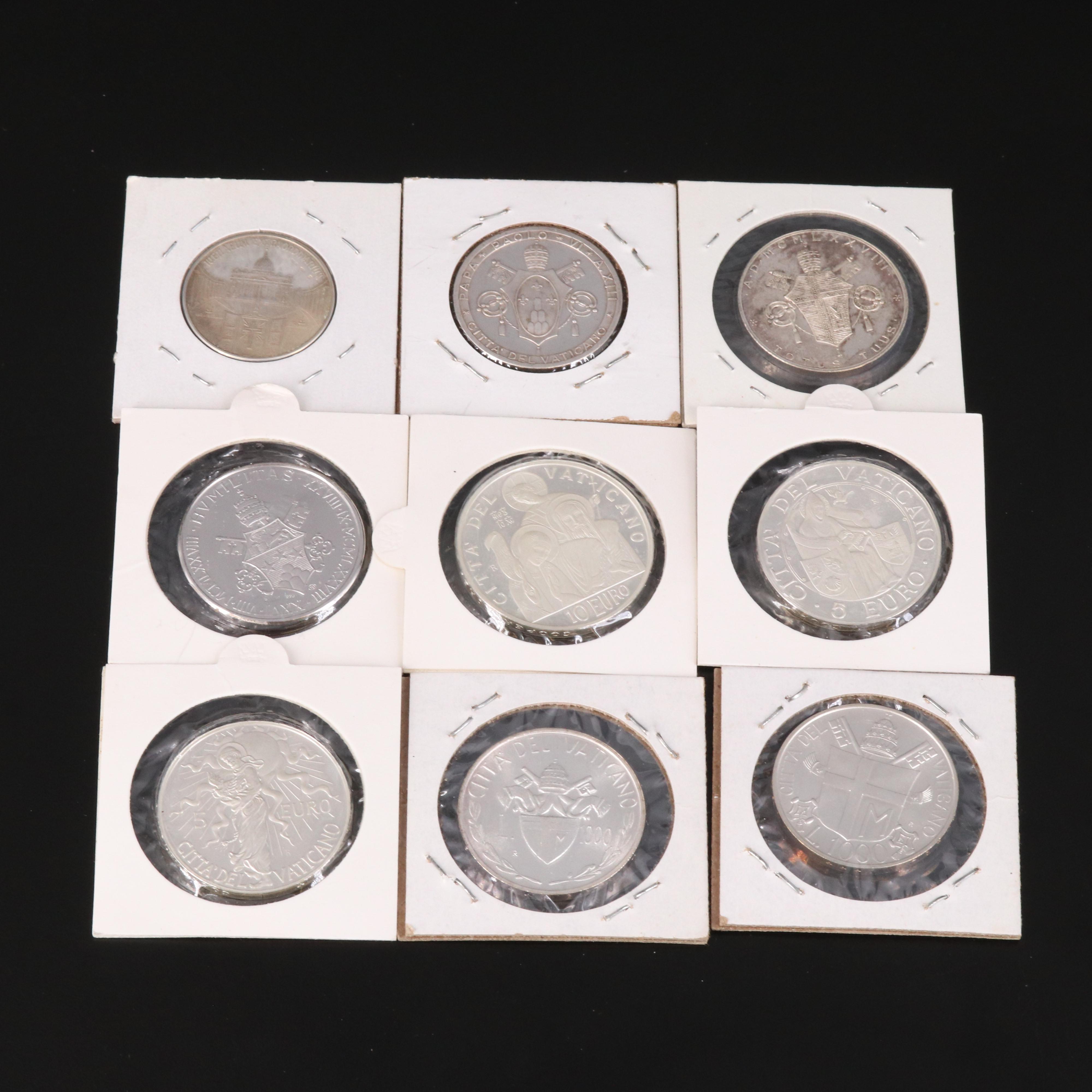 Collection of Nine Vatican City Coins and Medals