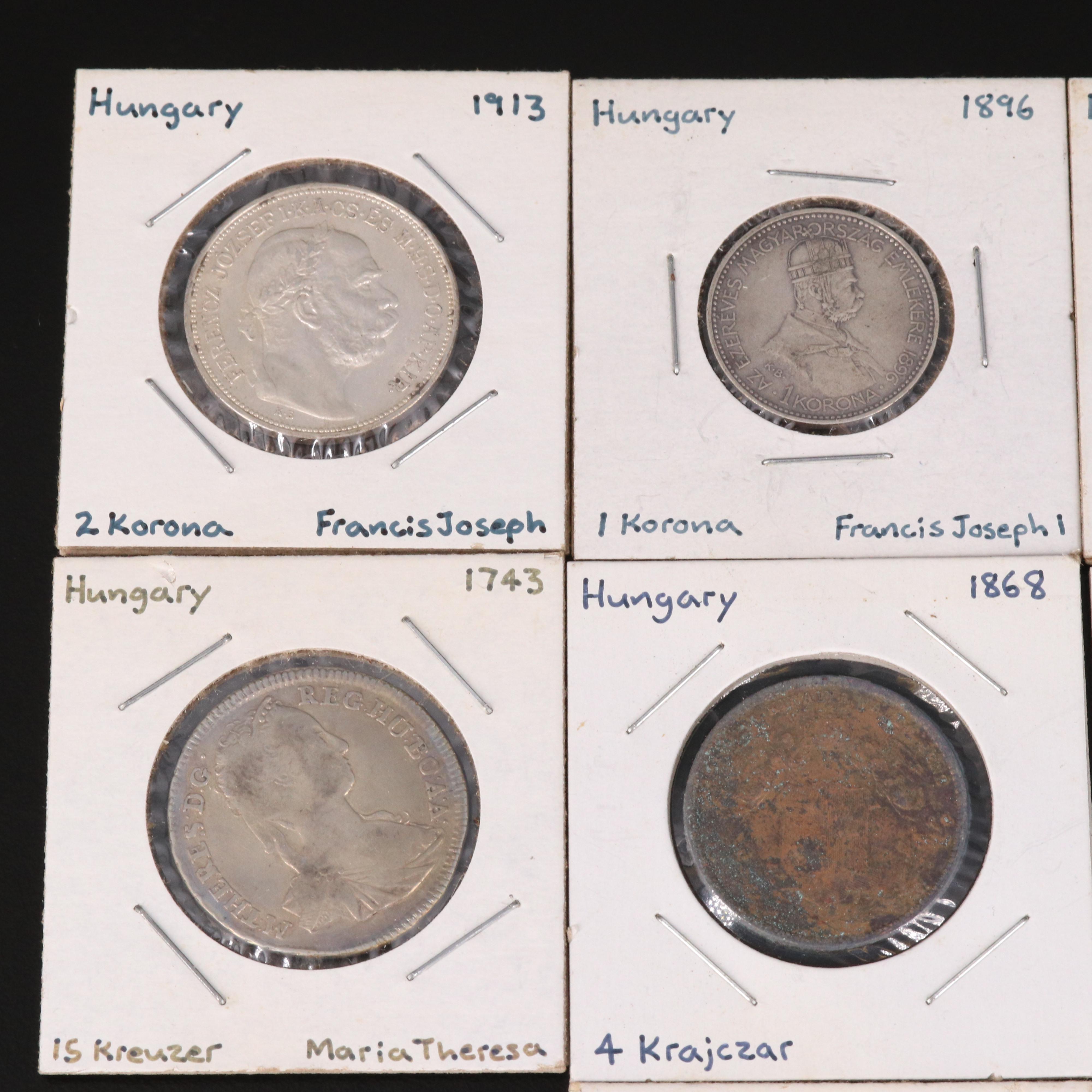 Collection of Copper and Silver Coins From Hungary