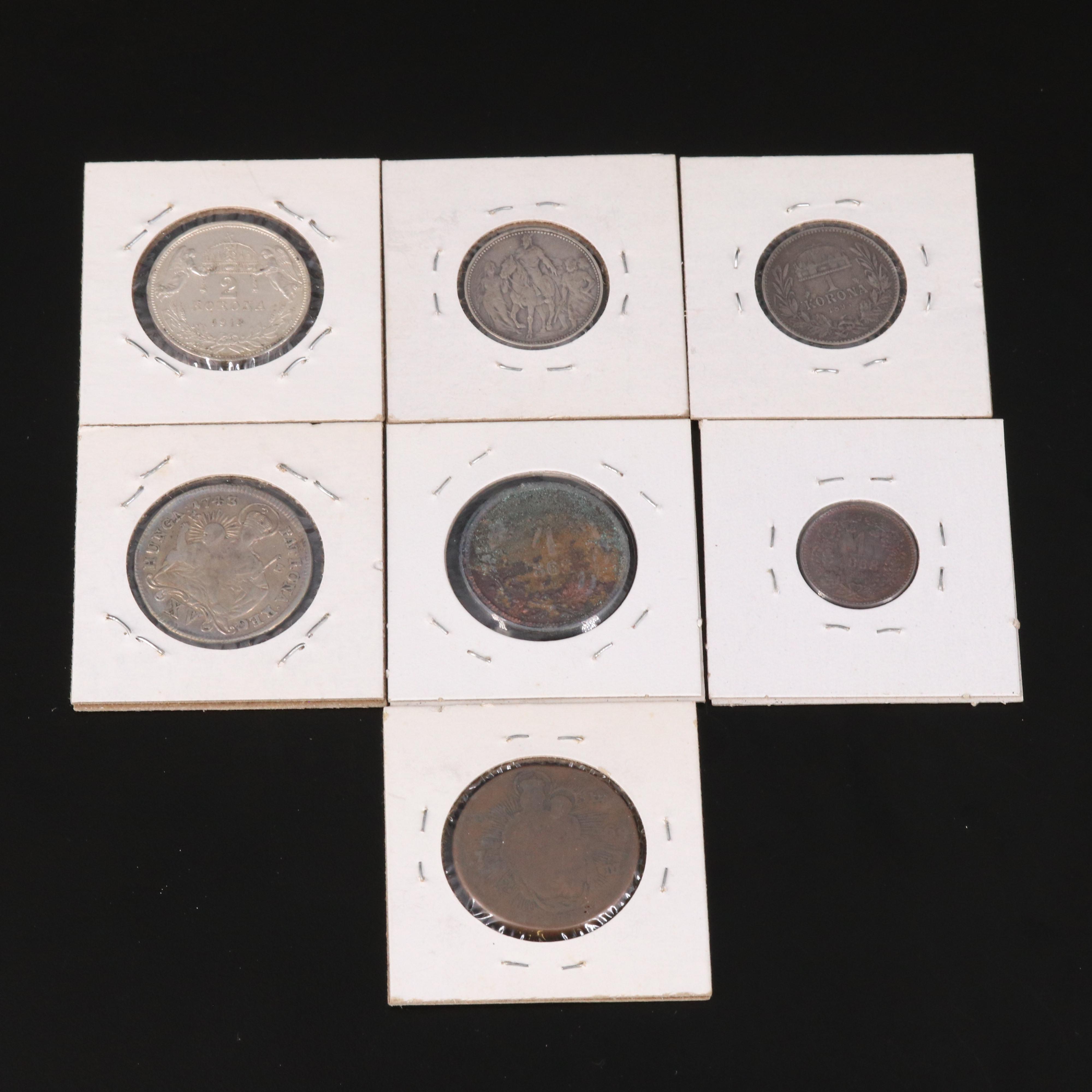 Collection of Copper and Silver Coins From Hungary