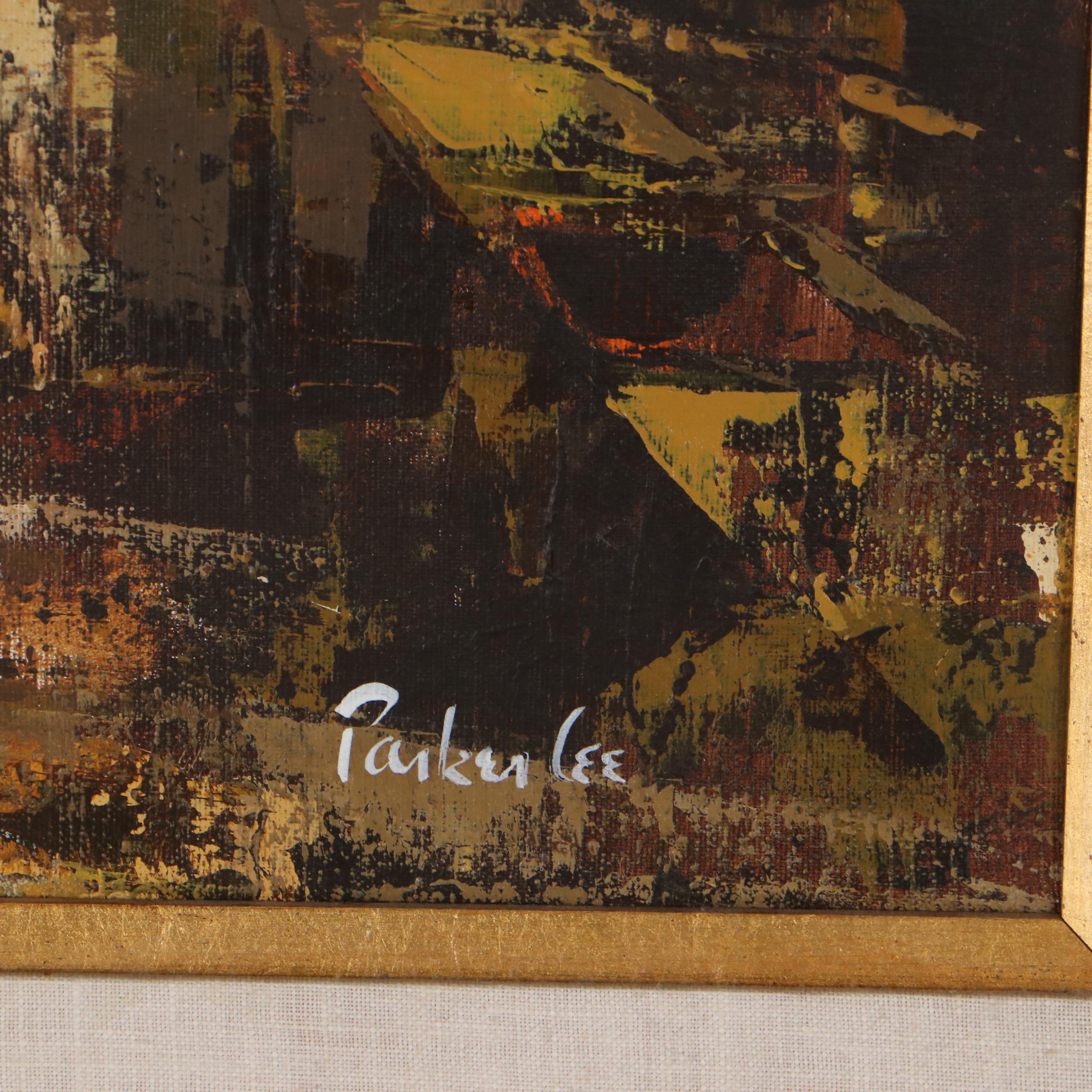 Parker Lee Harbor Scene Oil Painting, Circa 1975